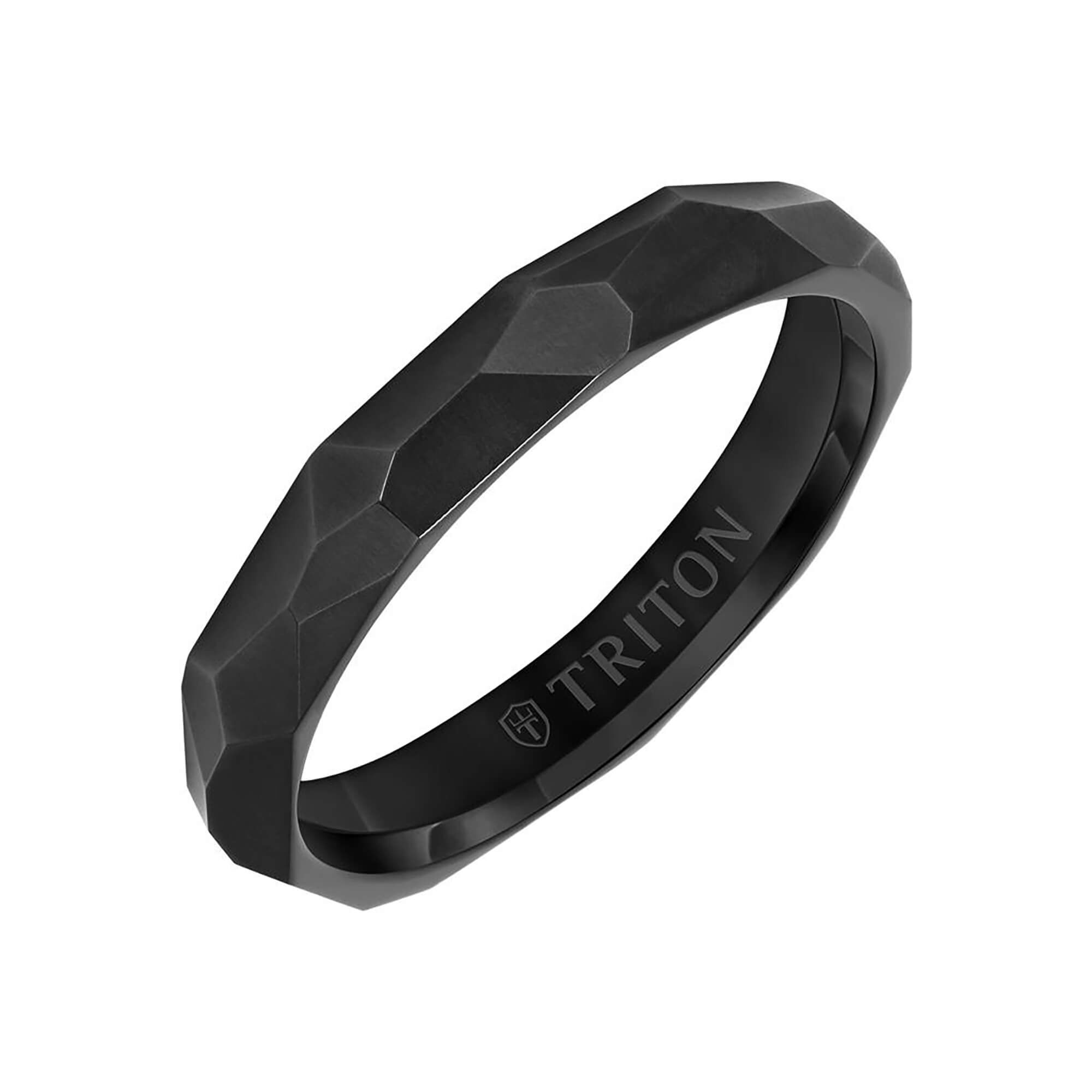 TRITON Faceted Brushed Finish Band in Titanium, 4MM