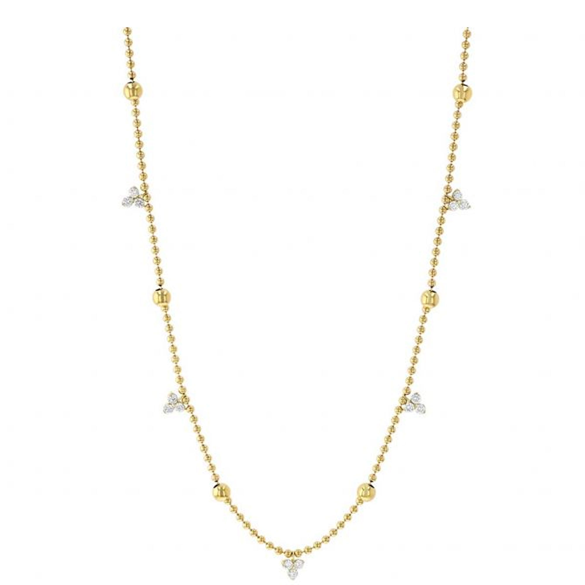 Roberto Coin Love By The Inch 18K Yellow Gold Diamond Station Necklace, 18"