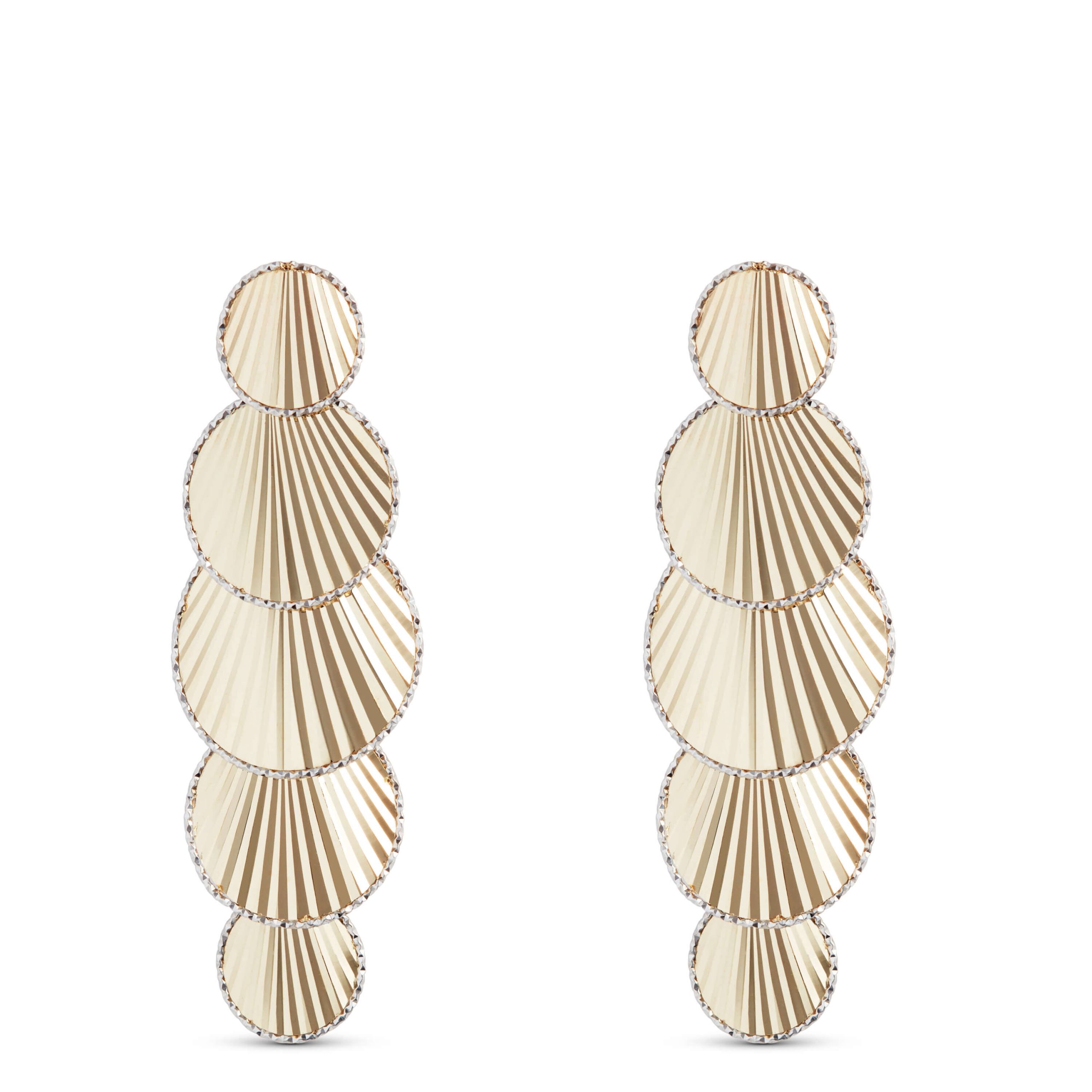 Toscano 5 Disc Dangle Earrings, 14K Gold