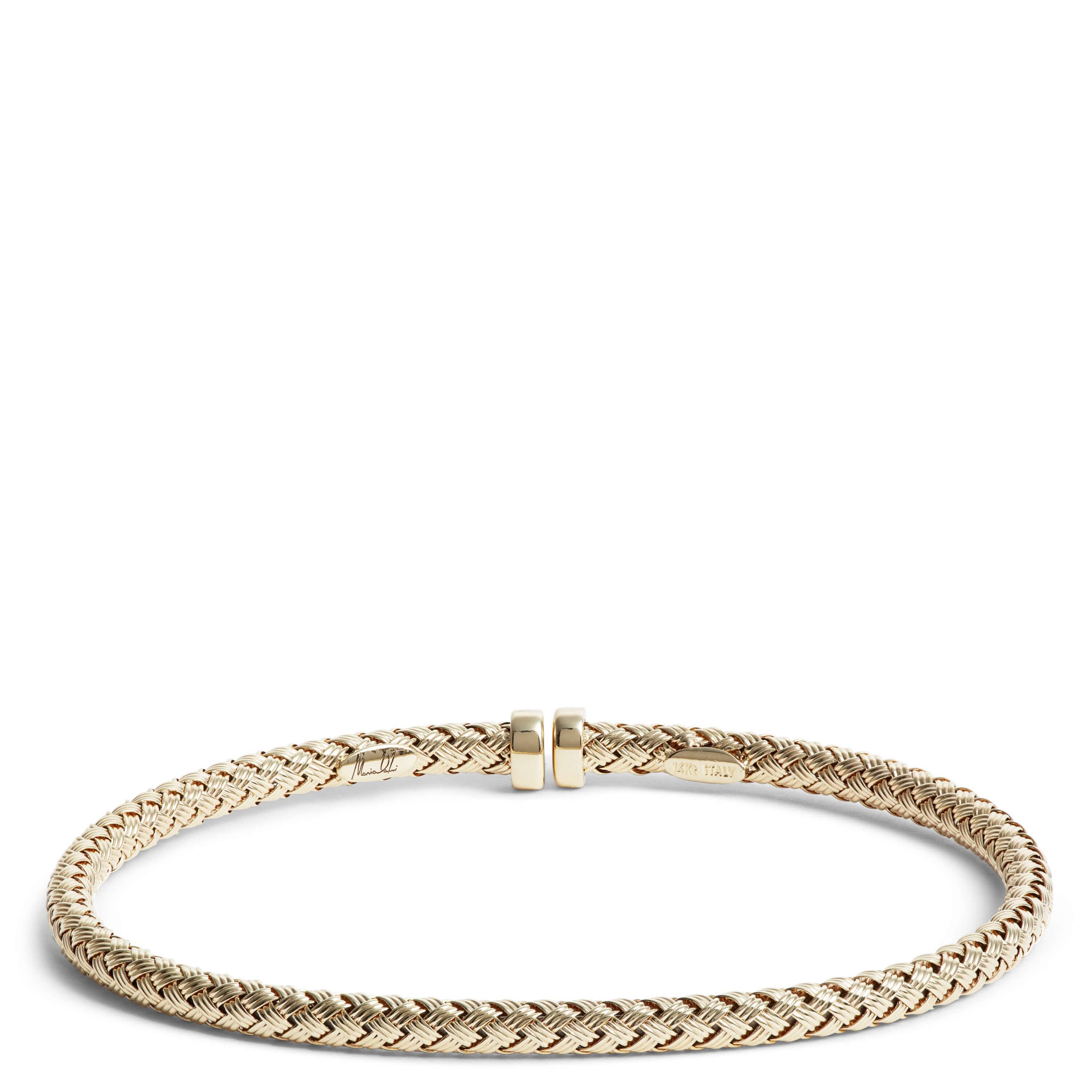 Toscano Woven Basket Half-Flat Cuff, 14K Yellow Gold
