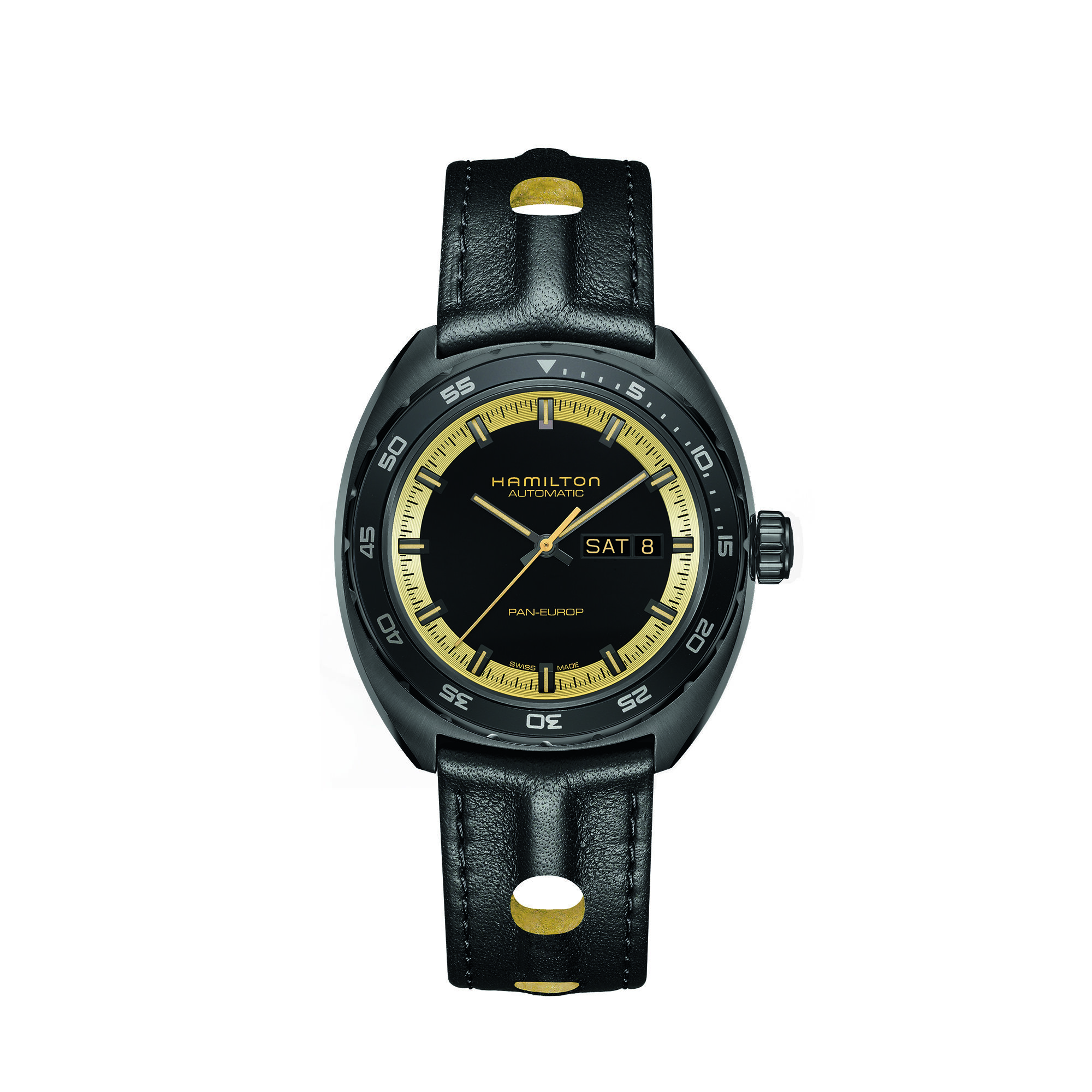 Hamilton American Classic Pan Europ Day Date Auto Watch Black Dial, 42mm