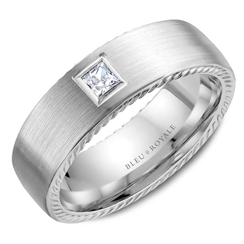 Bleu Royale 14k White Gold Men's Diamond Wedding Band - RYL-021WD65-M10