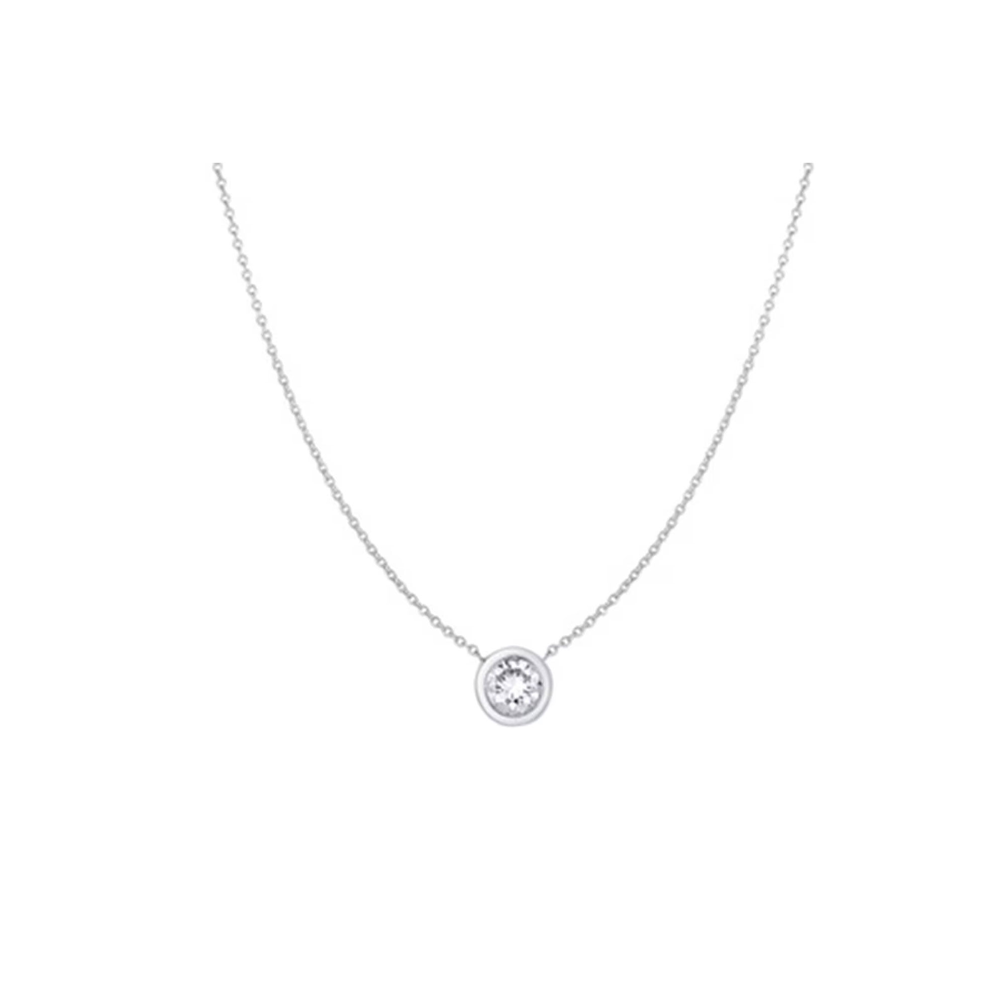 Roberto Coin Diamond Bezel Set Pendant 18K White Gold,18 inches