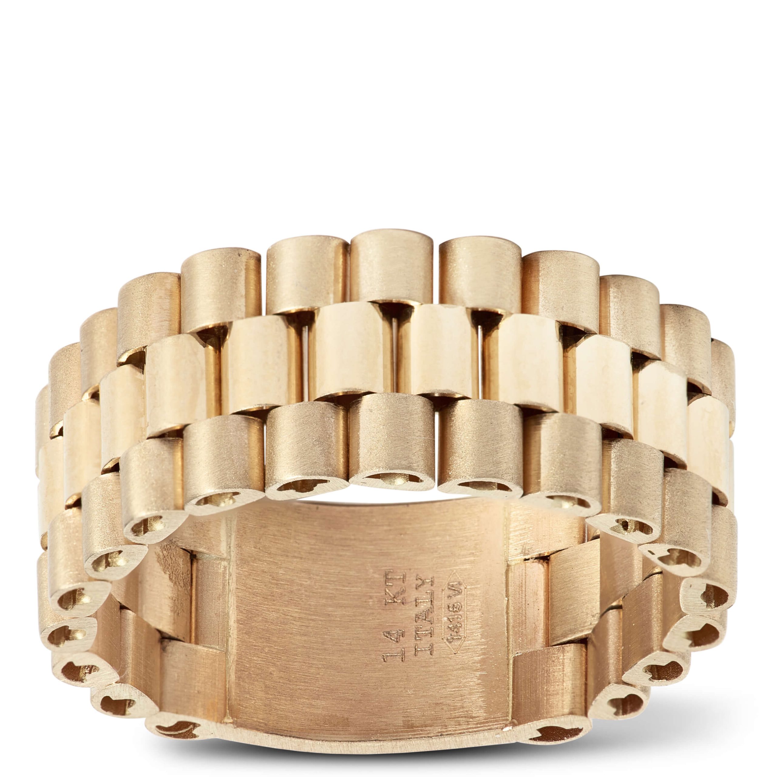 Toscano Satin Polished Link Ring, 14K Yellow Gold Sized 10