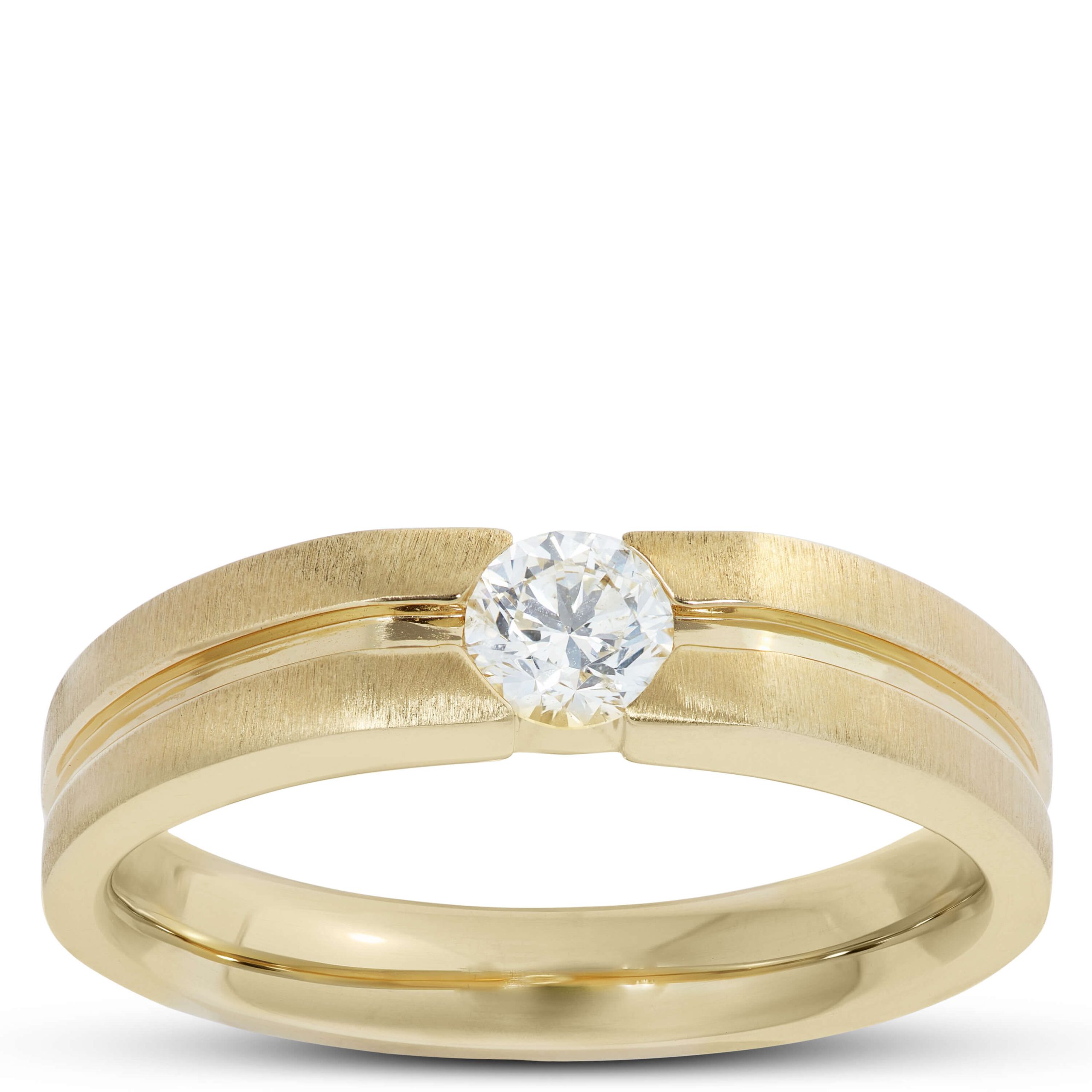 Gents Negative Channel Diamond Ring, 18K Yellow Gold