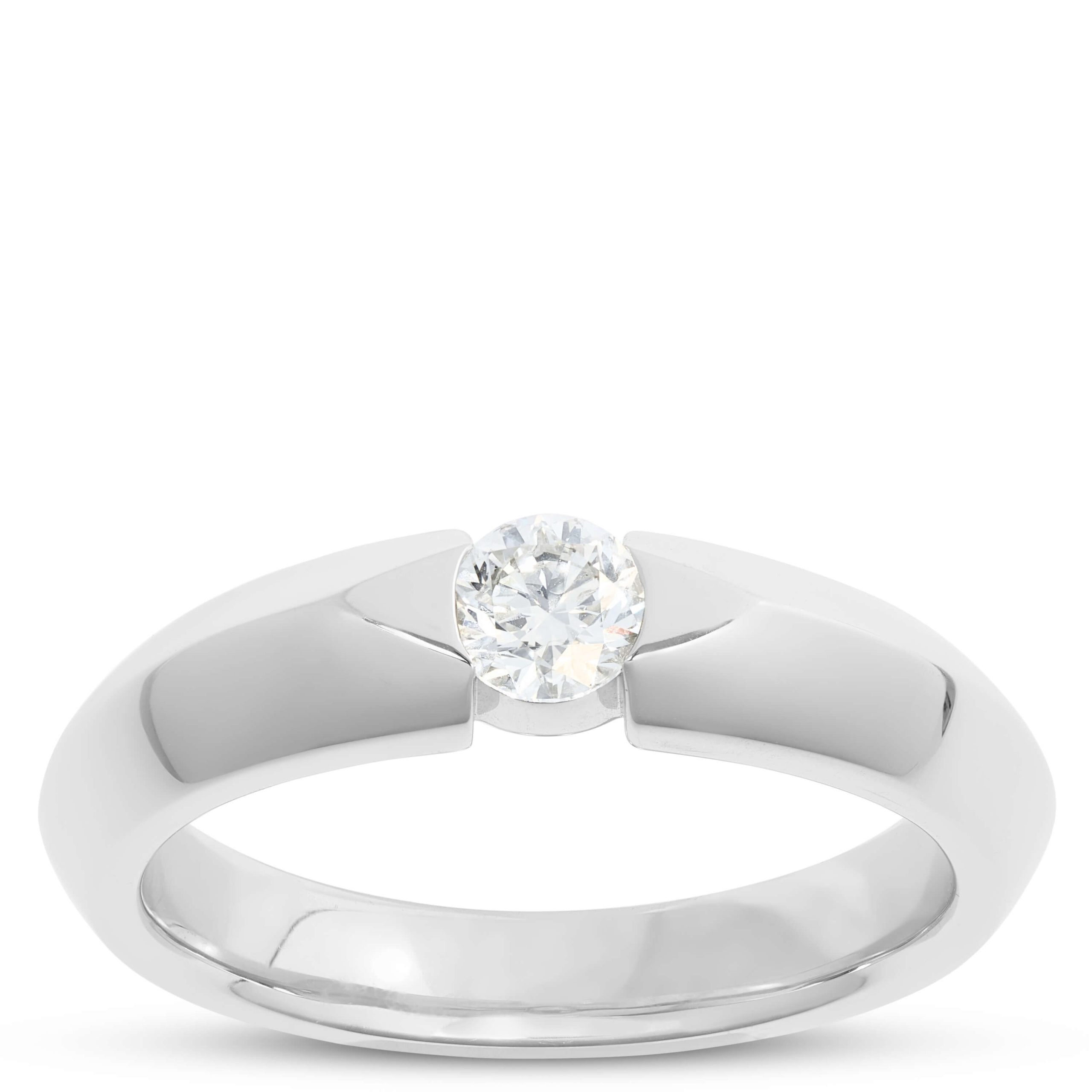 Knife Edge Diamond Ring, 18K White Gold