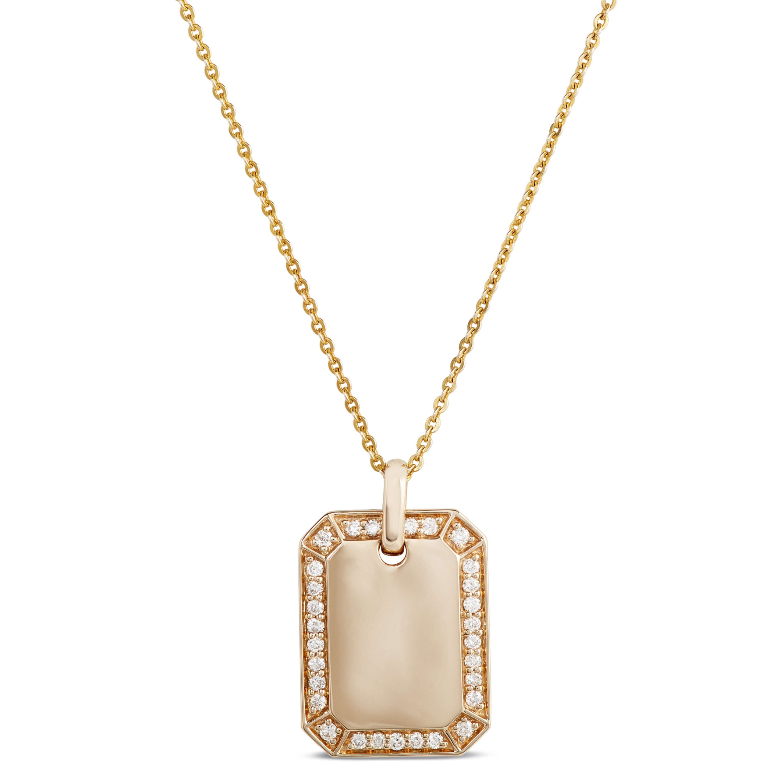 Dog Tag Cluster Diamond Pendant, 14K Yellow Gold
