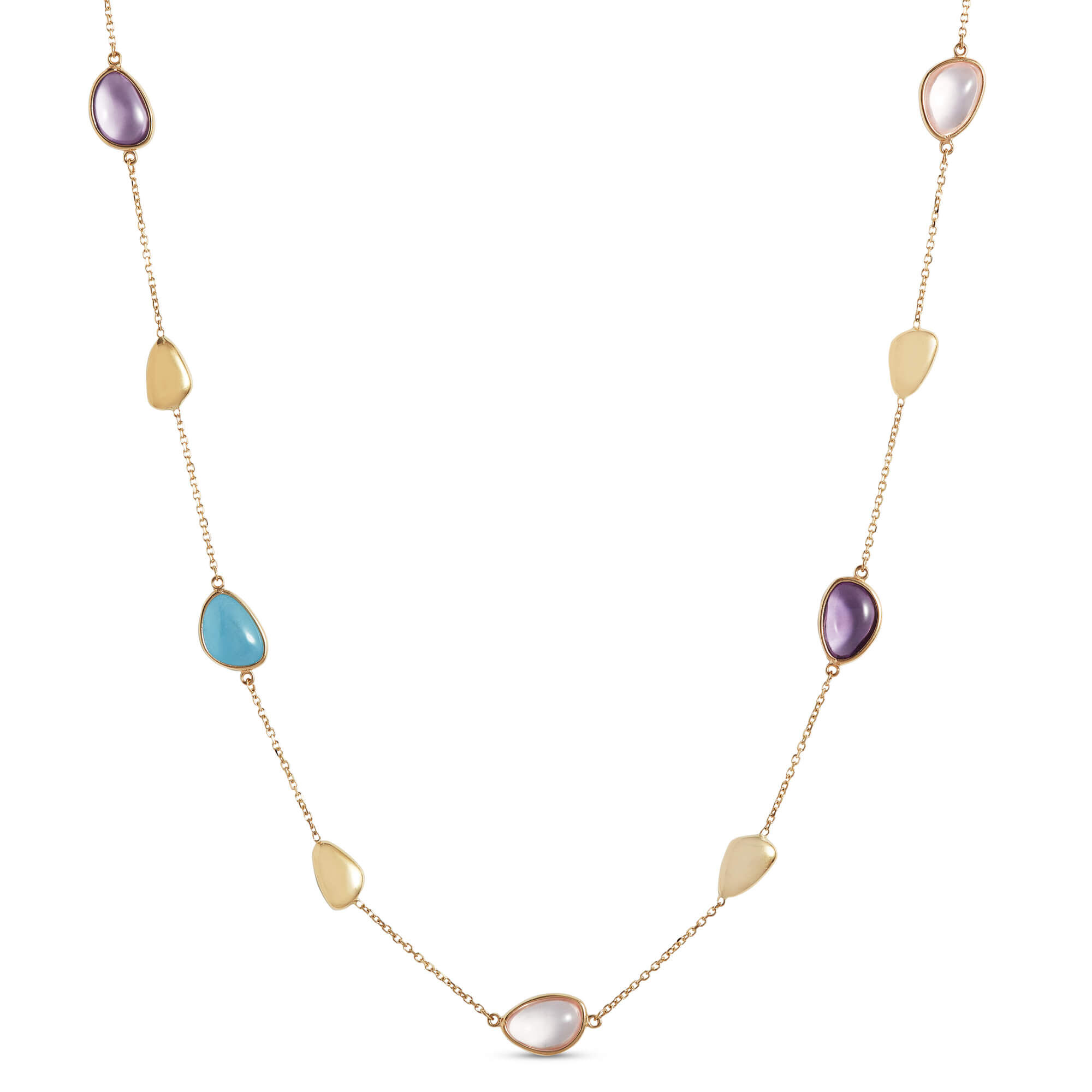 18-Inch Toscano Gemstone Necklace, 14K Yellow Gold