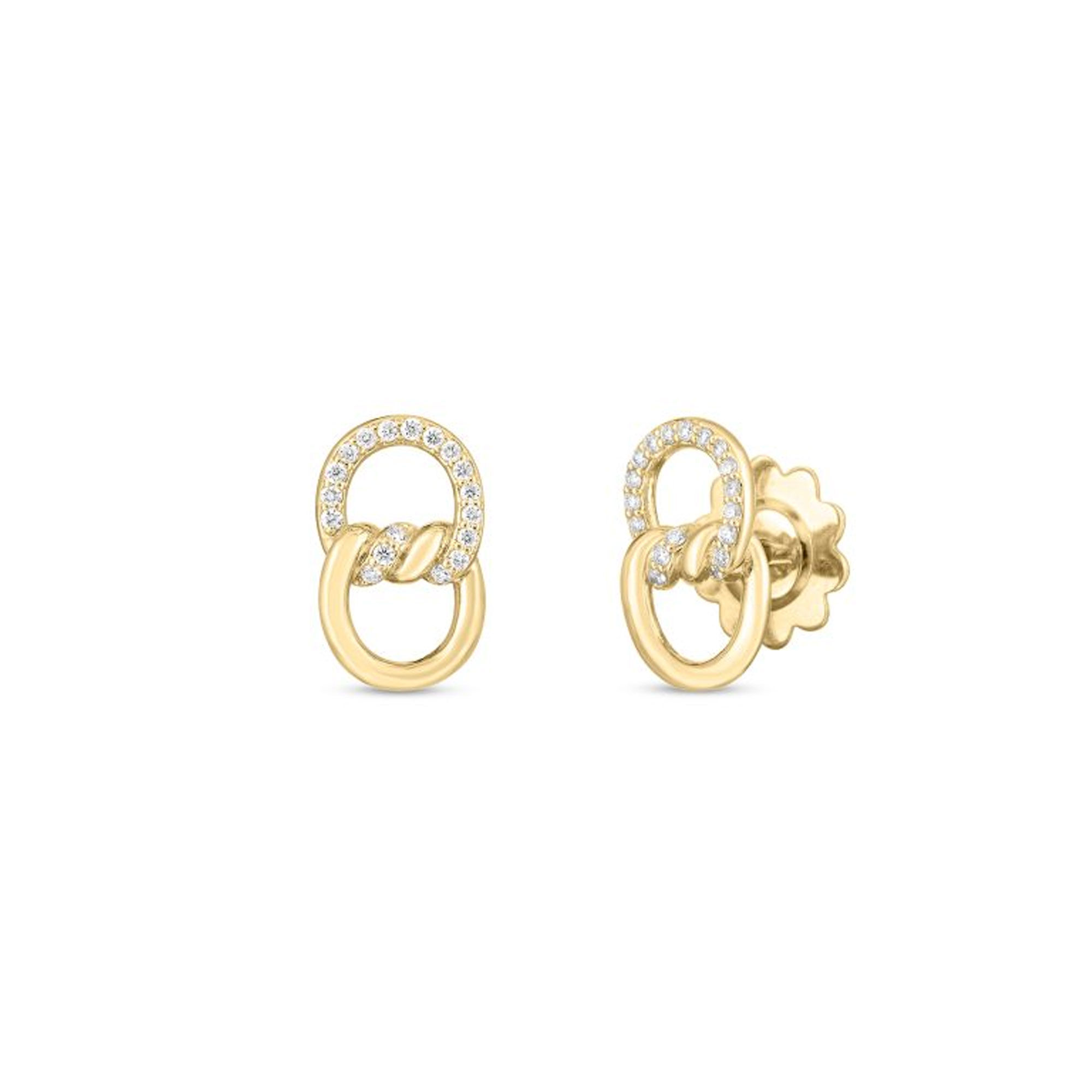 Roberto Coin Cialoma Diamond Knot Earrings in 18K Yellow Gold