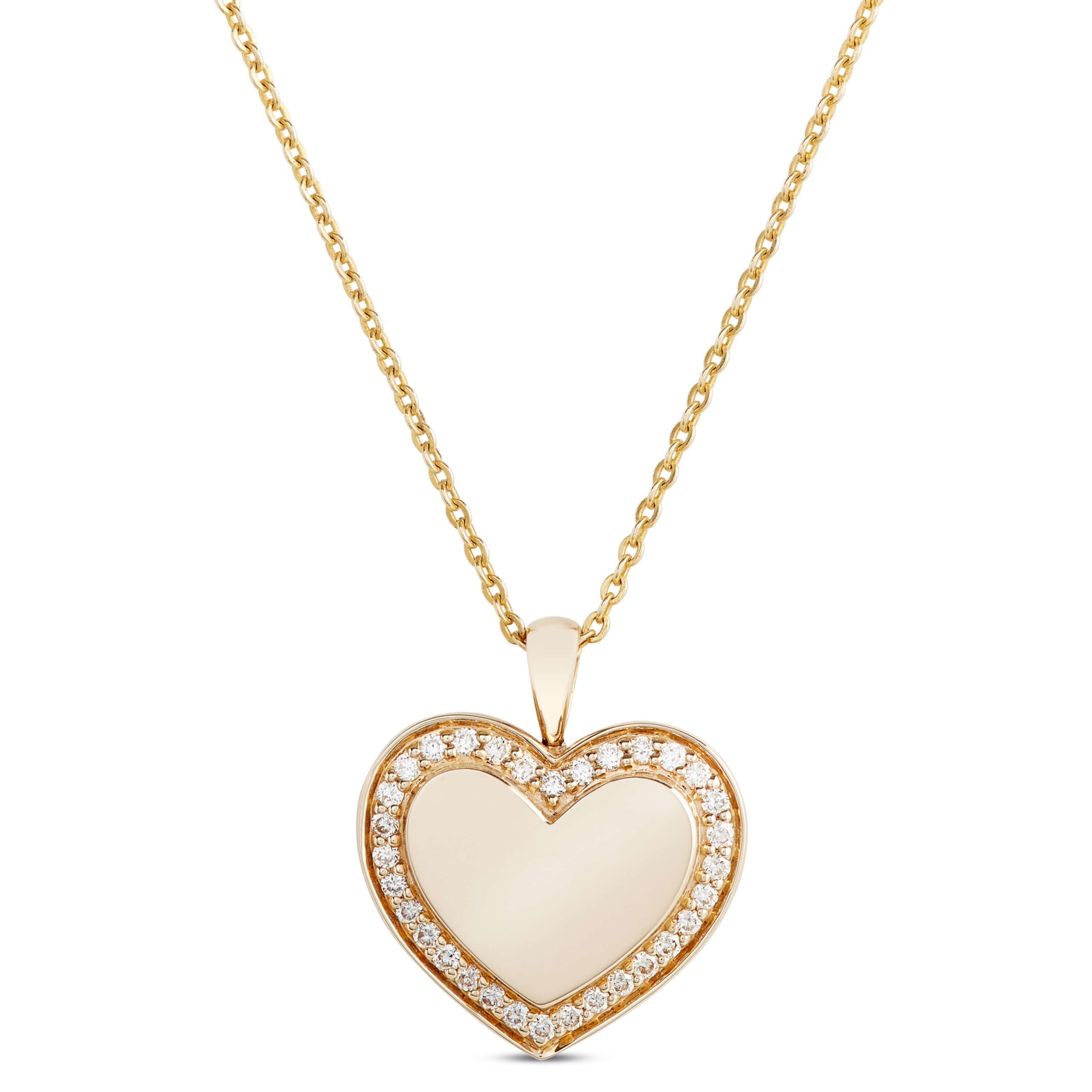Heart-Shaped Cluster Diamond Pendant, 14K Yellow Gold
