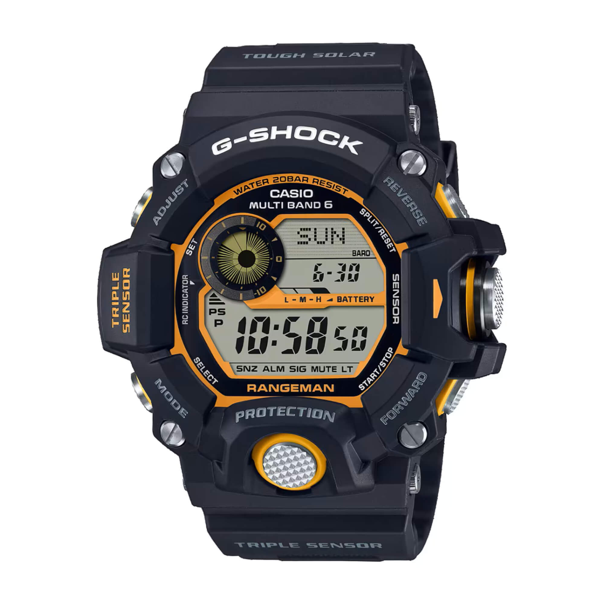 G-Shock Master of G-Land Watch Digital Dial Black Resin Strap, 55.2mm