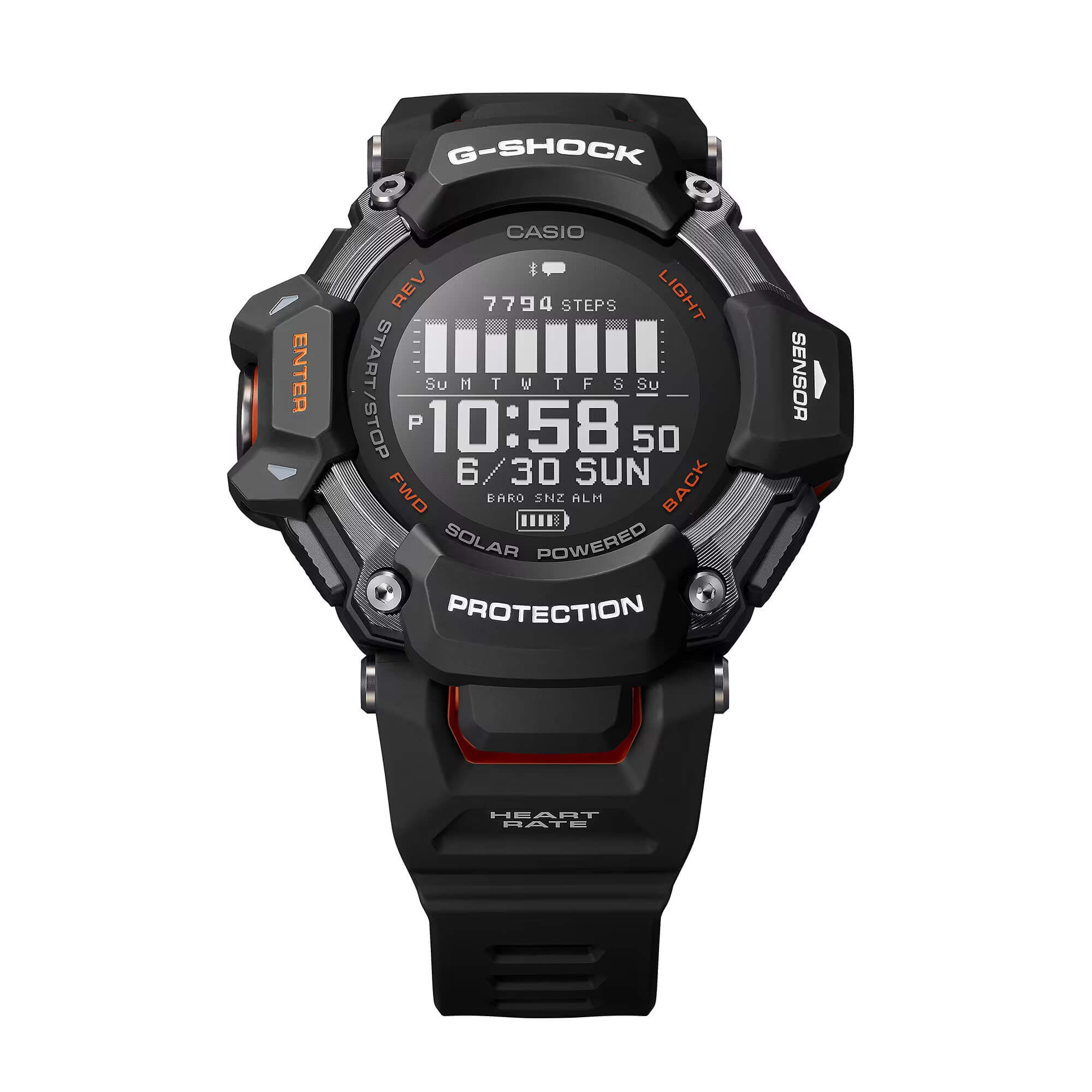 G-Shock Move Digital Watch Black Metallic Case and Dial, Black Strap, 52.6mm