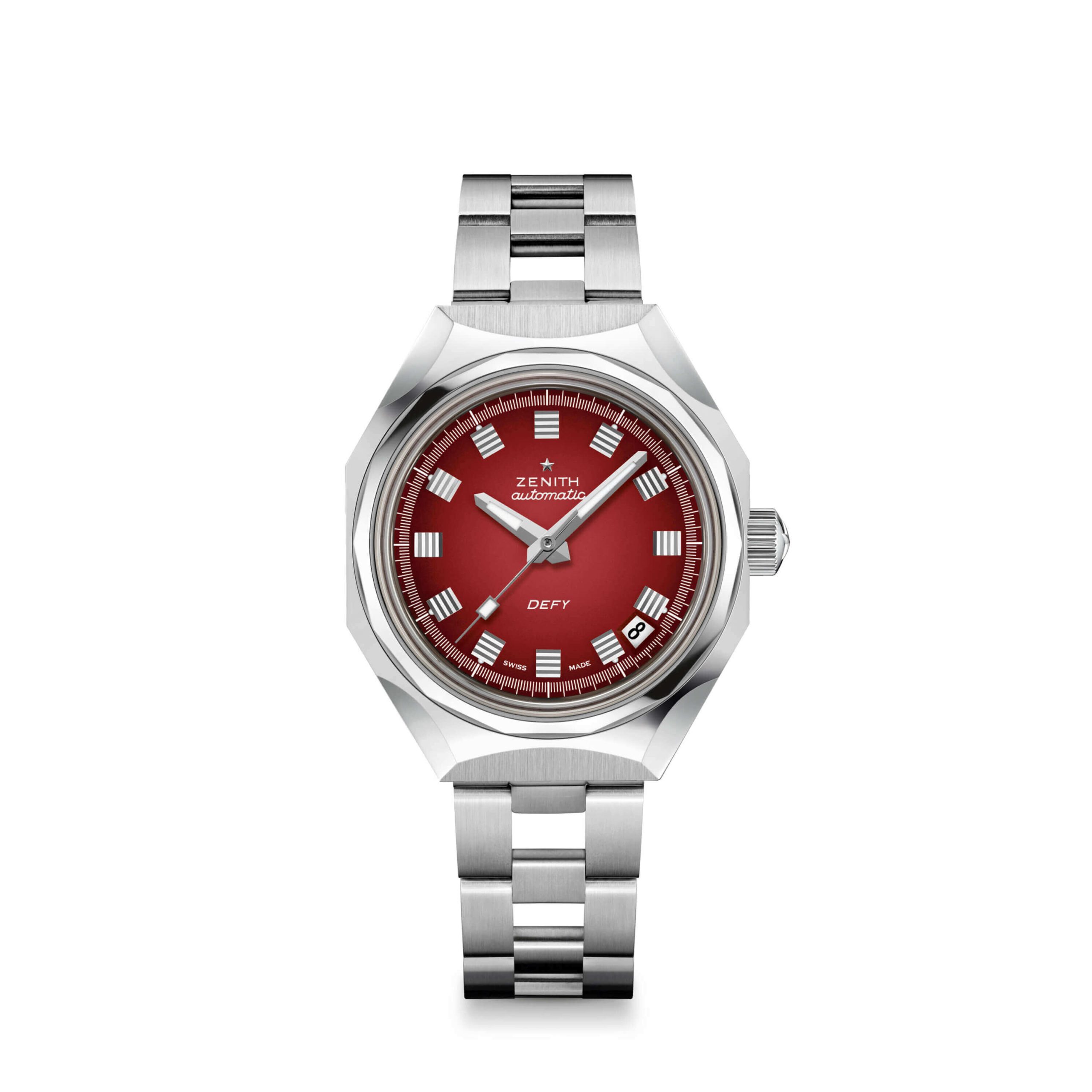 Zenith DEFY Revival A3691 Watch Red Dial Steel Bracelet, 37mm