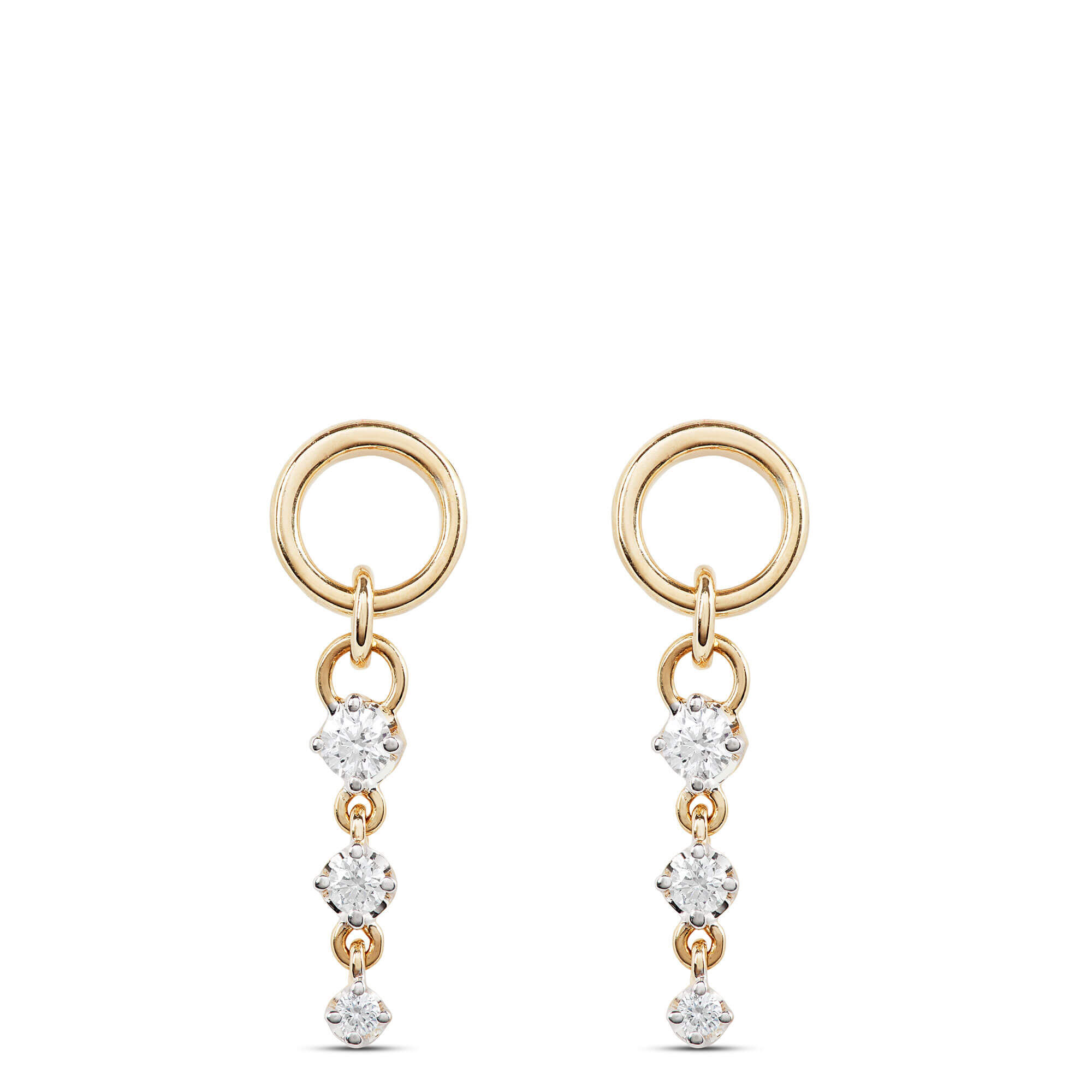 Cluster Diamond Dangle Earrings, 14K Mixed Gold