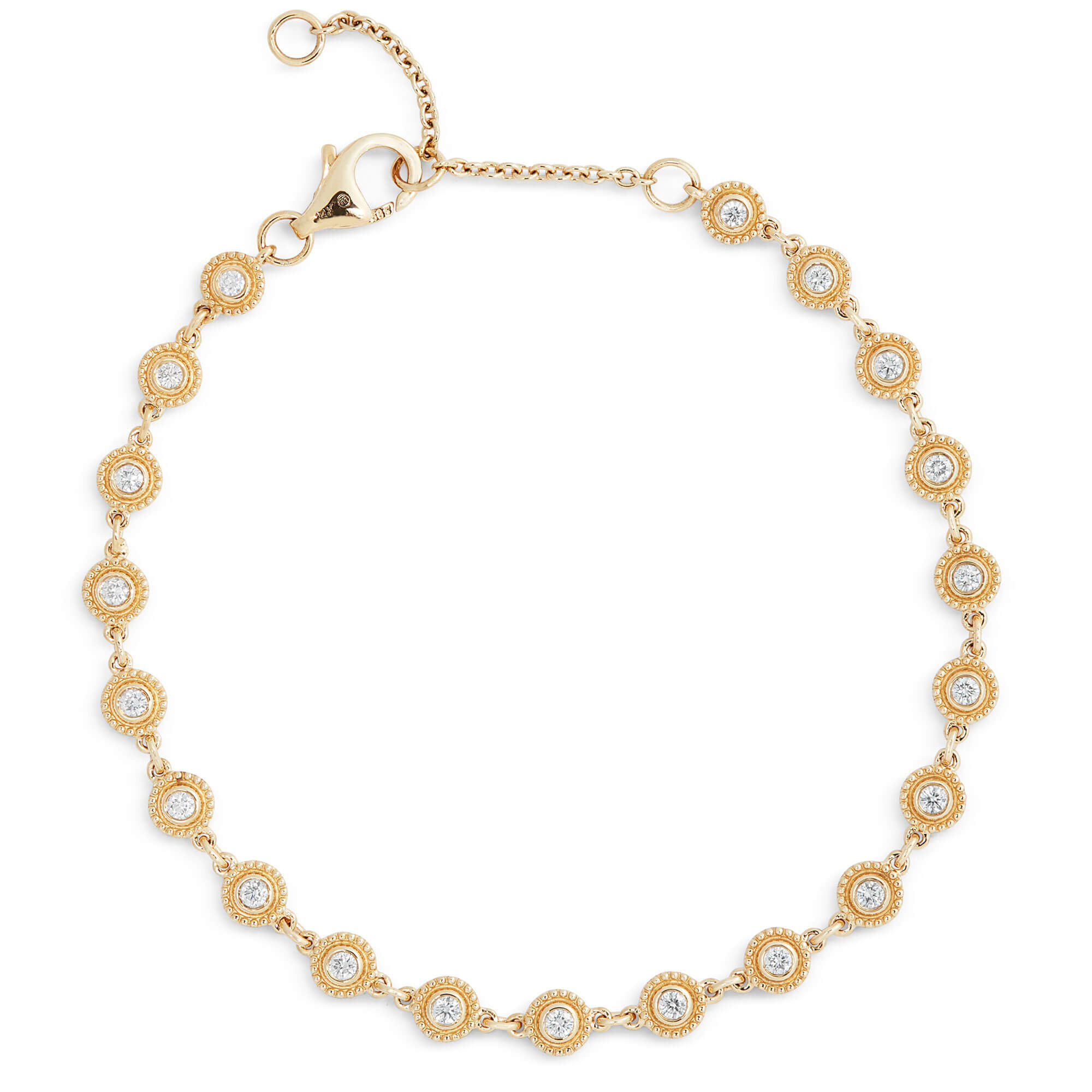 Diamond Station Bracelet, 14K Yellow Gold