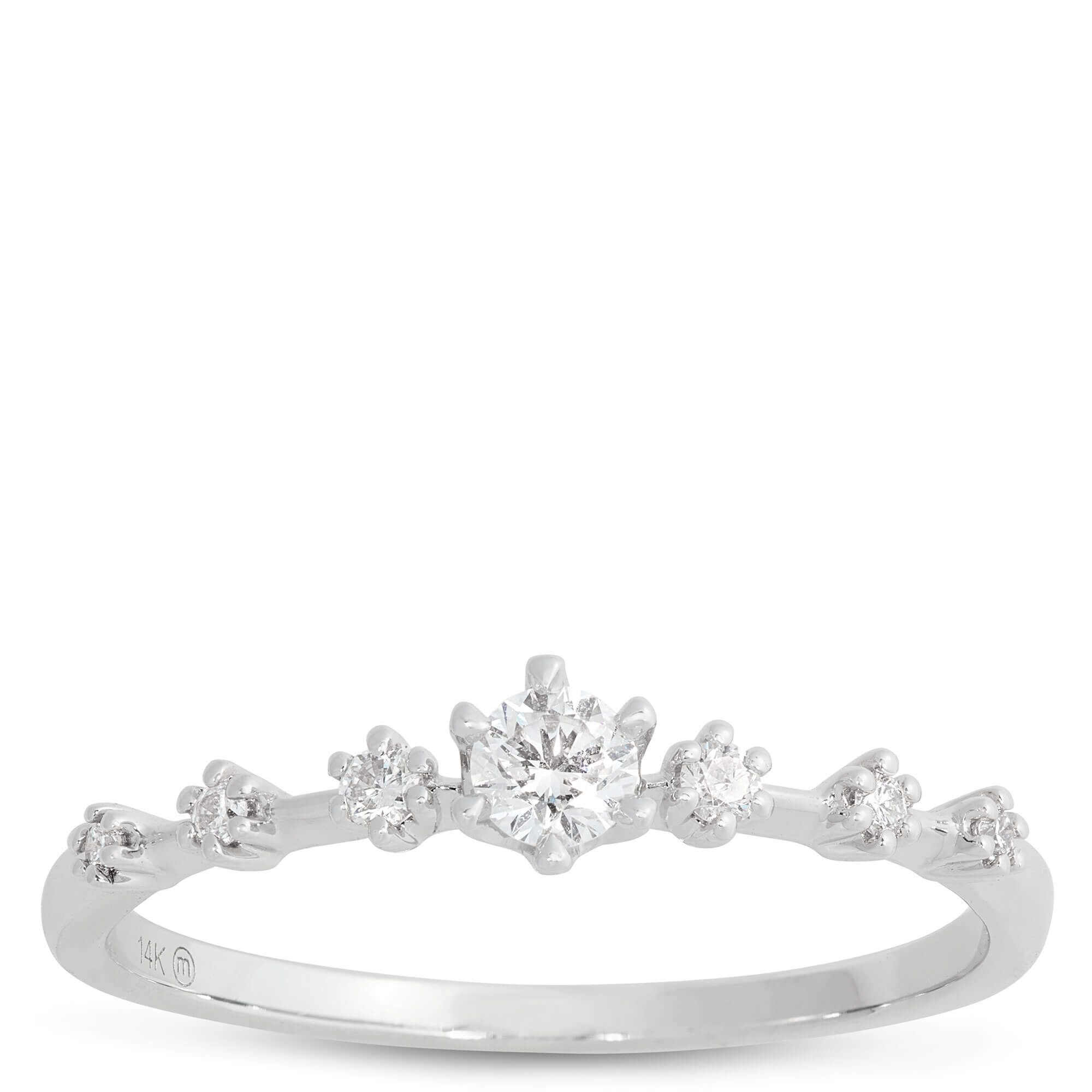 Round Diamond Promise Ring, 14K White Gold