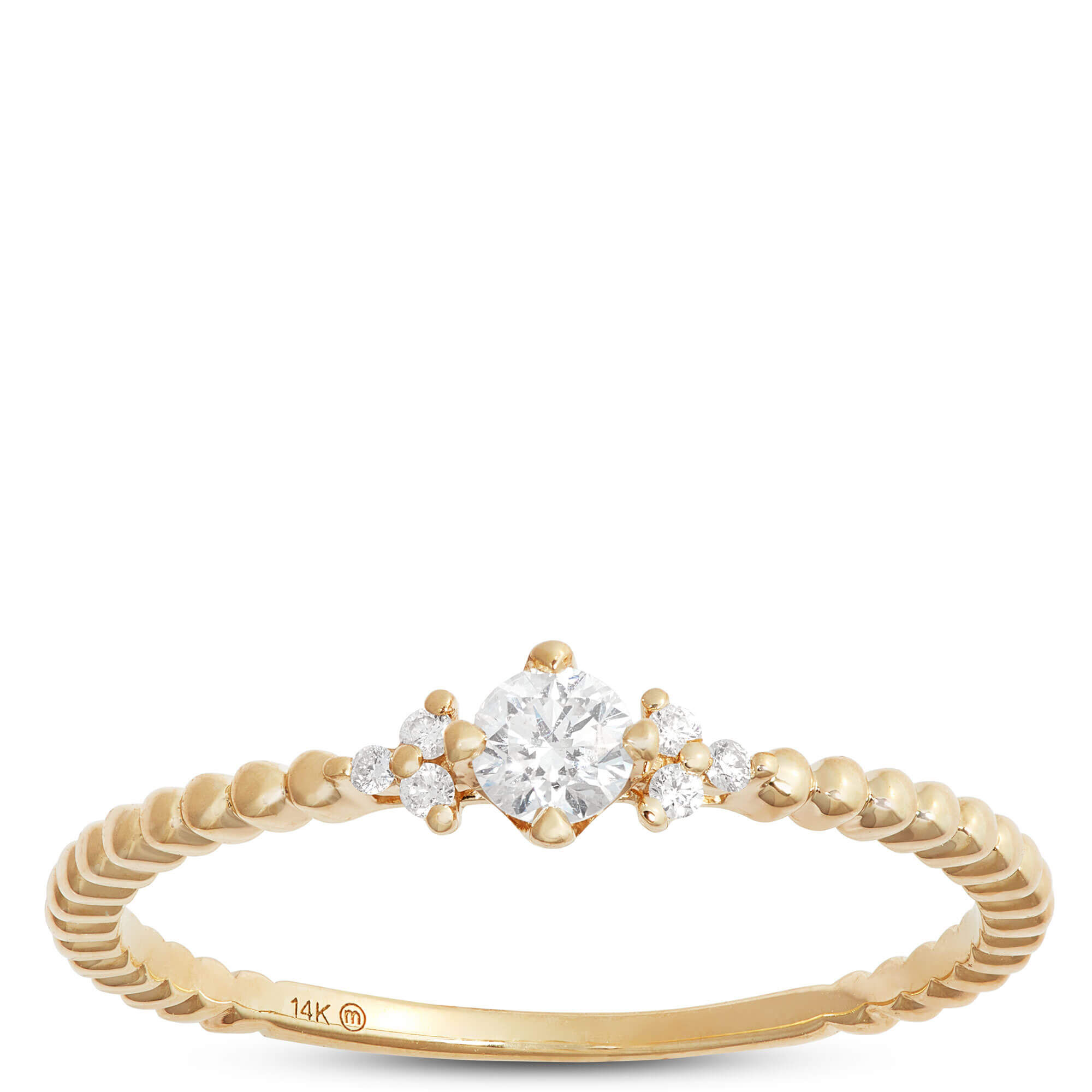 Round Diamond Promise Ring, 14K Yellow Gold