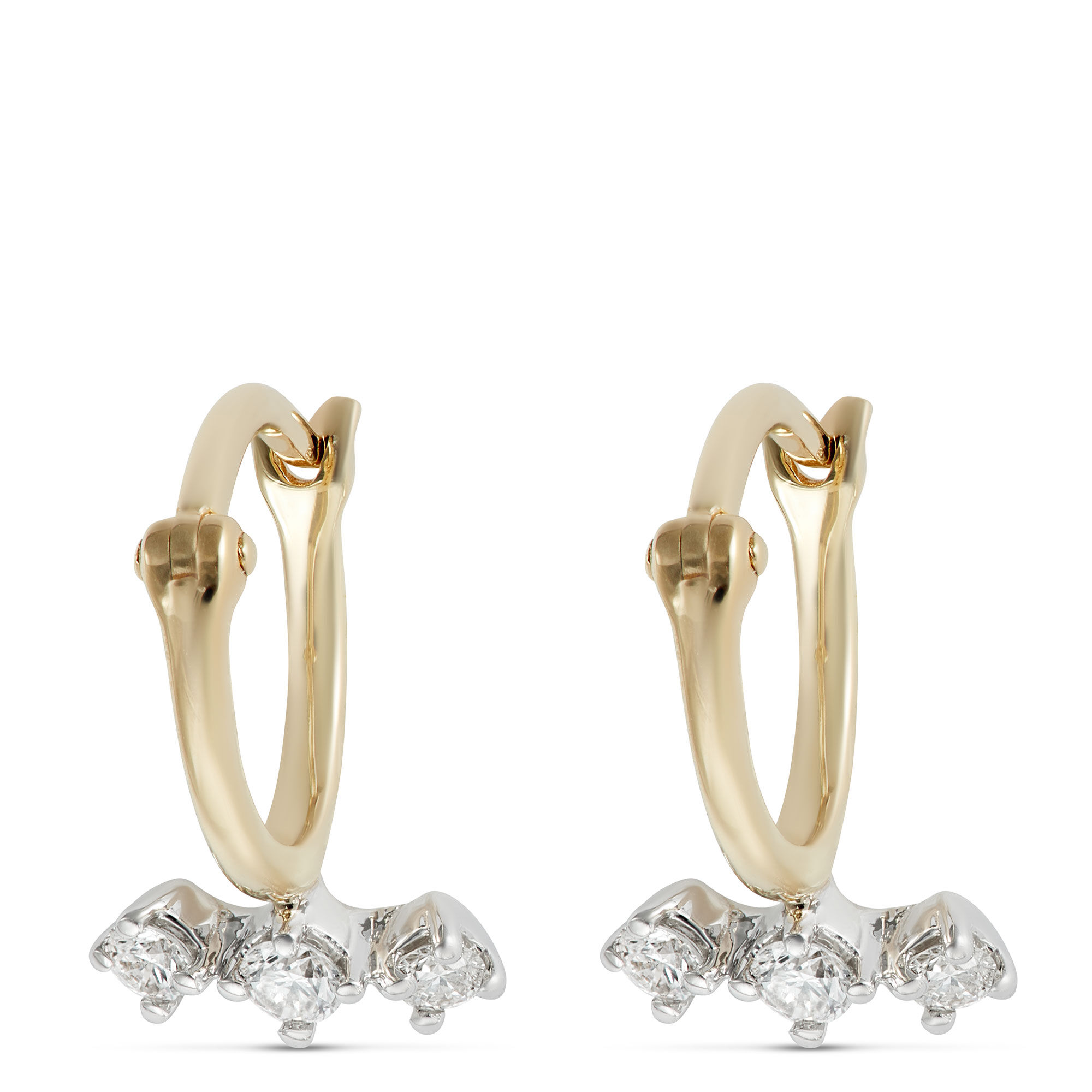 Diamond Hoop Earrings, 14K Gold