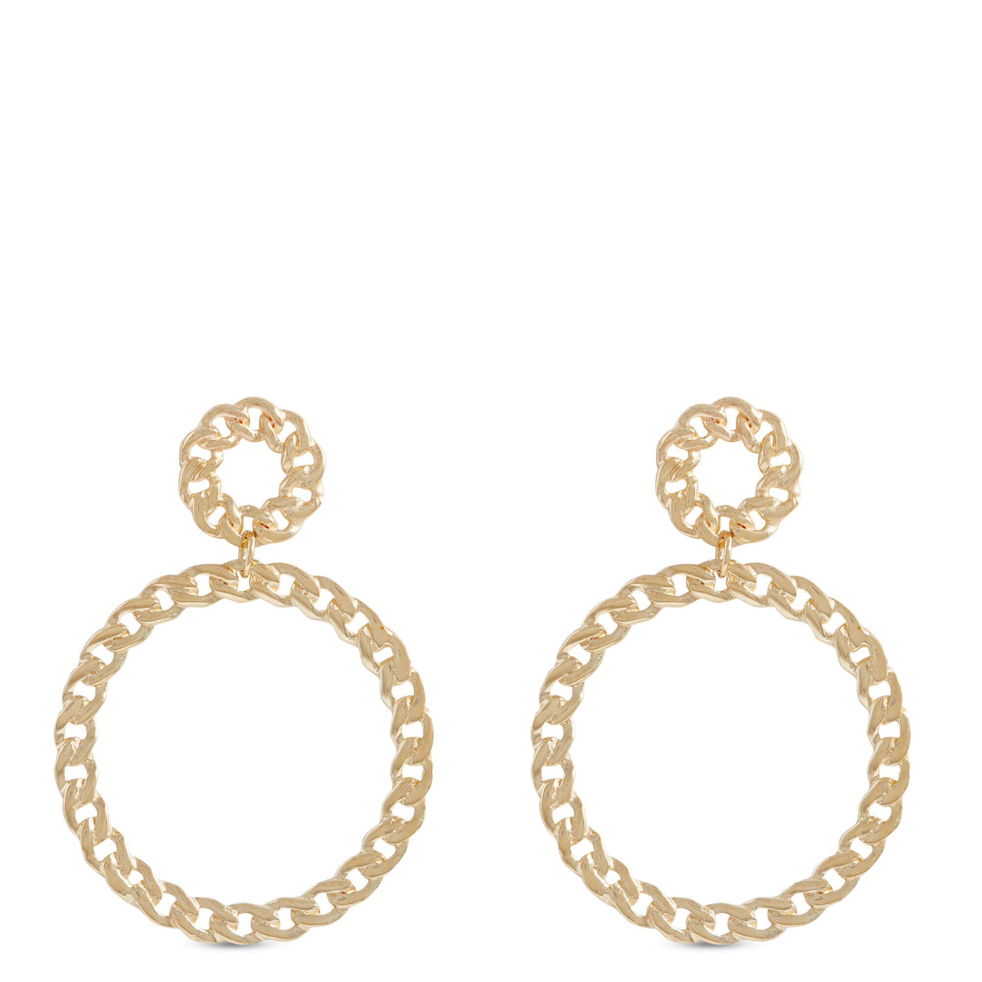Toscano Chain Link Circle Drop Earrings, 14K Yellow Gold