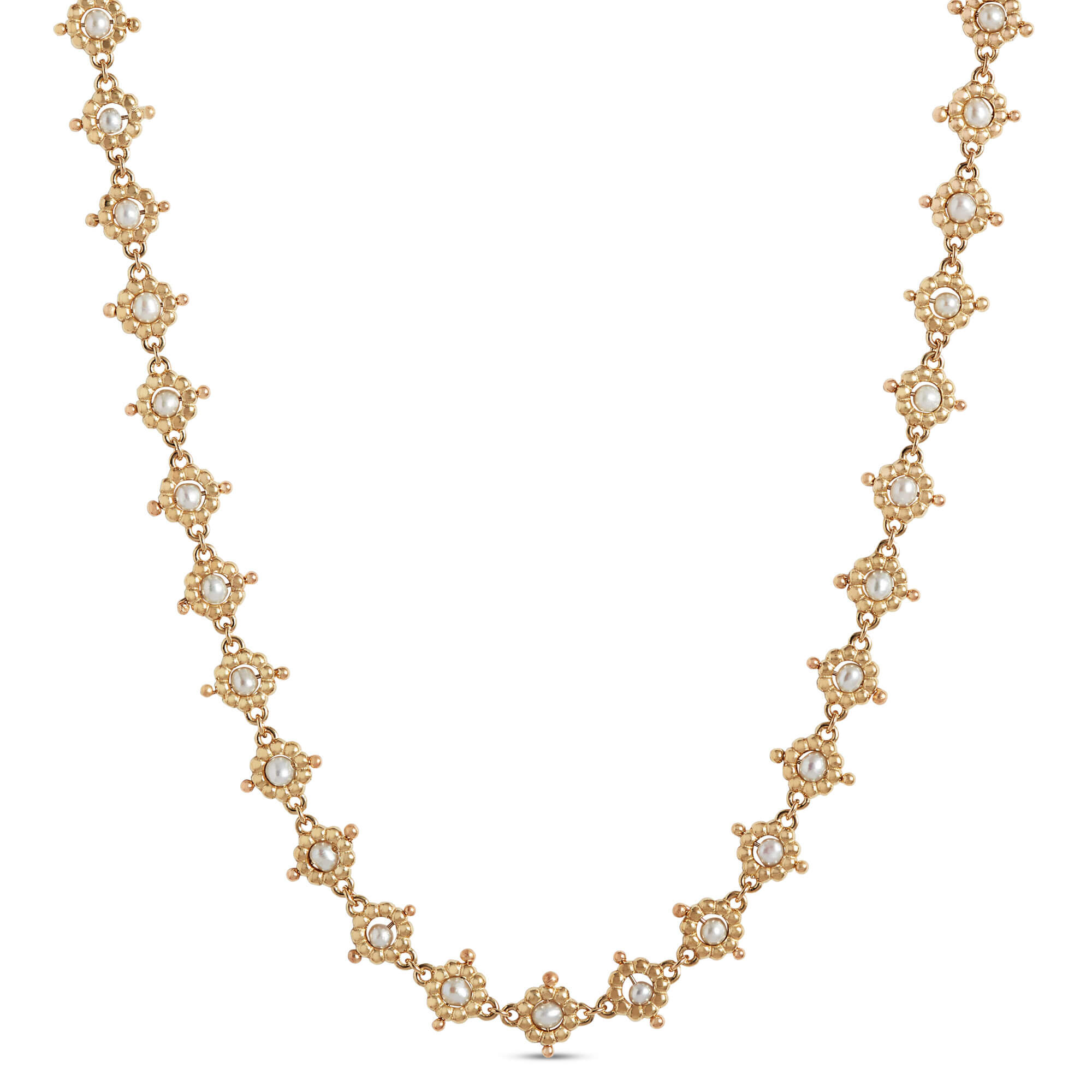 Toscano Beaded Cultured Freshwater Pearl Station Necklace, 14K Yellow Gold