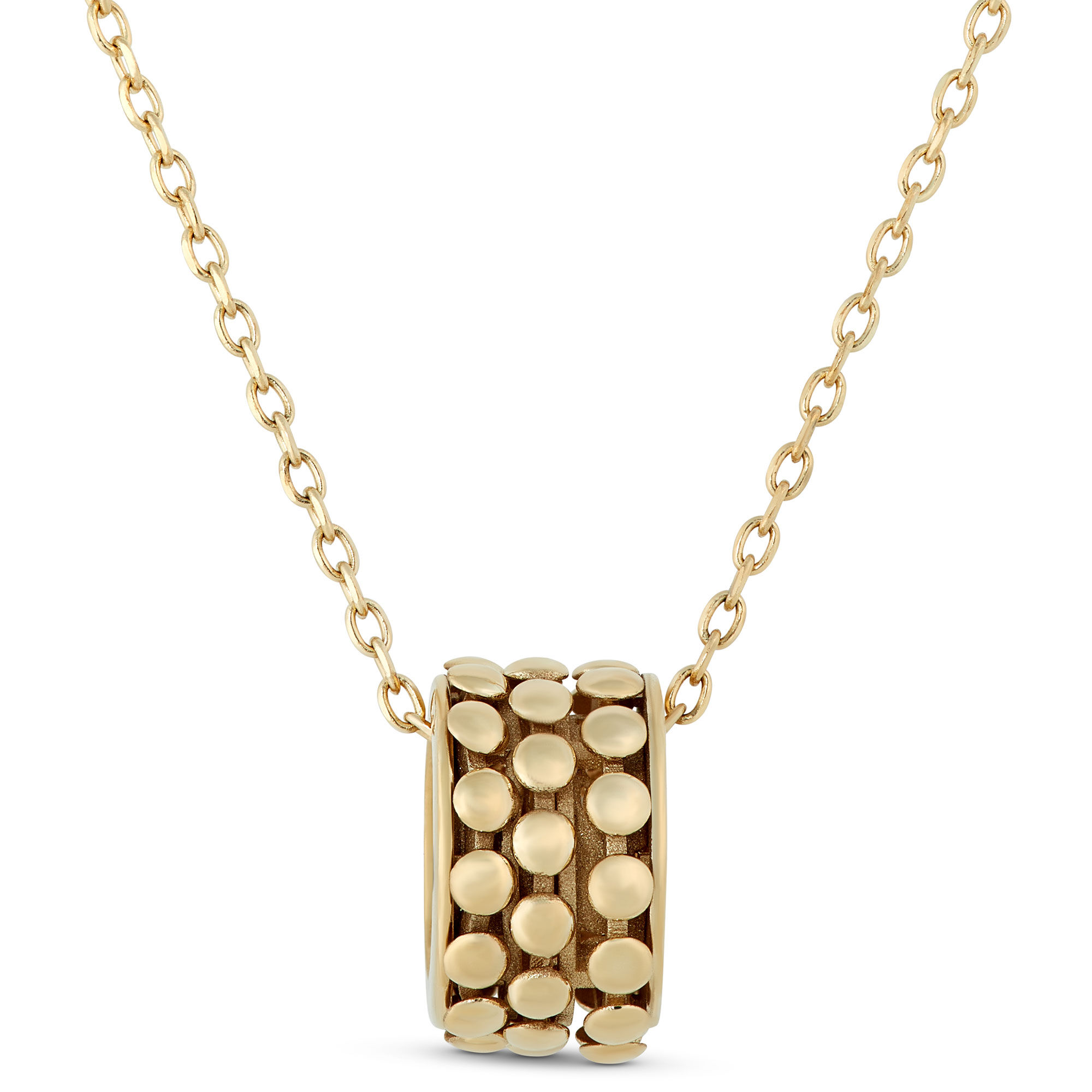 Toscano 3 Row Beaded Sliding Ring Necklace, 14K Yellow Gold