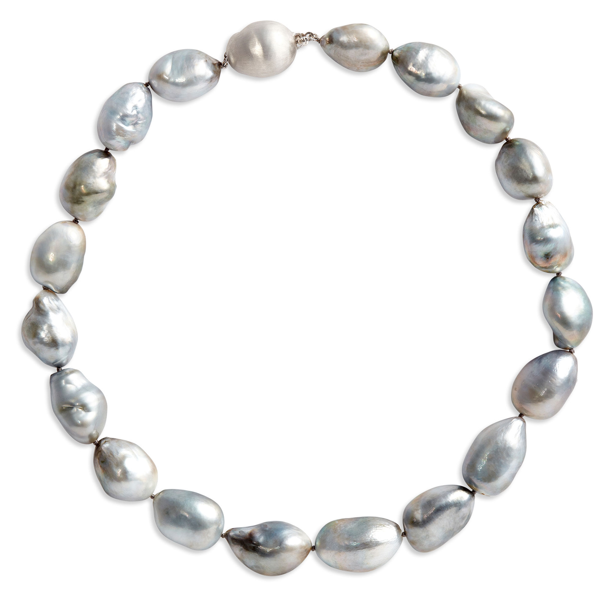 18-Inch Baroque Tahitian Pearl Necklace, 14K White Gold