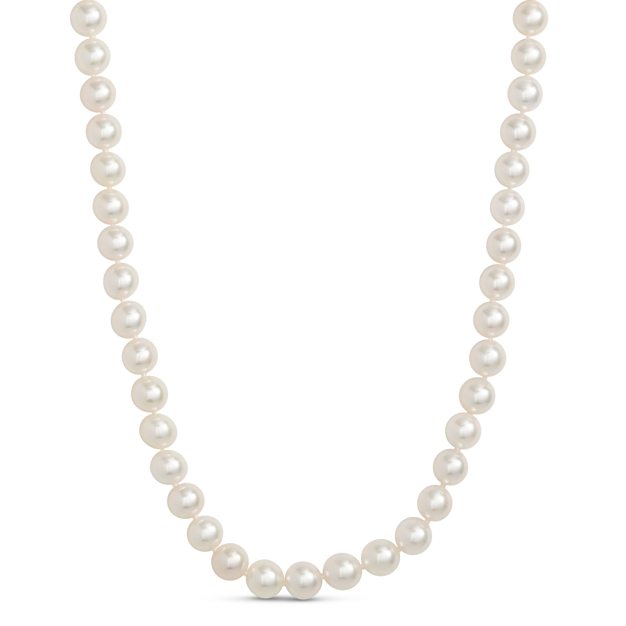 23.5-Inch Akoya Pearl Necklace, 14K White Gold