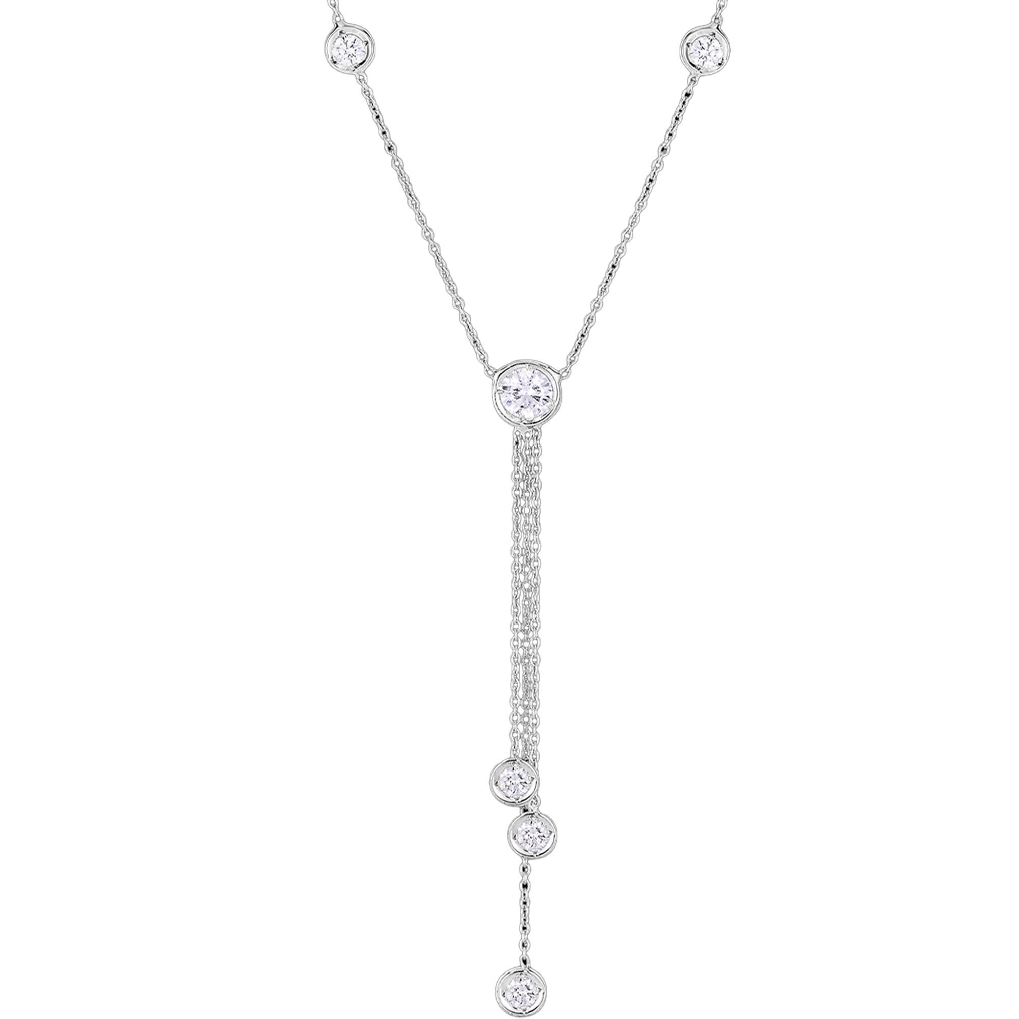 Roberto Coin Diamonds By The Inch Triple Drop Necklace 18K White Gold