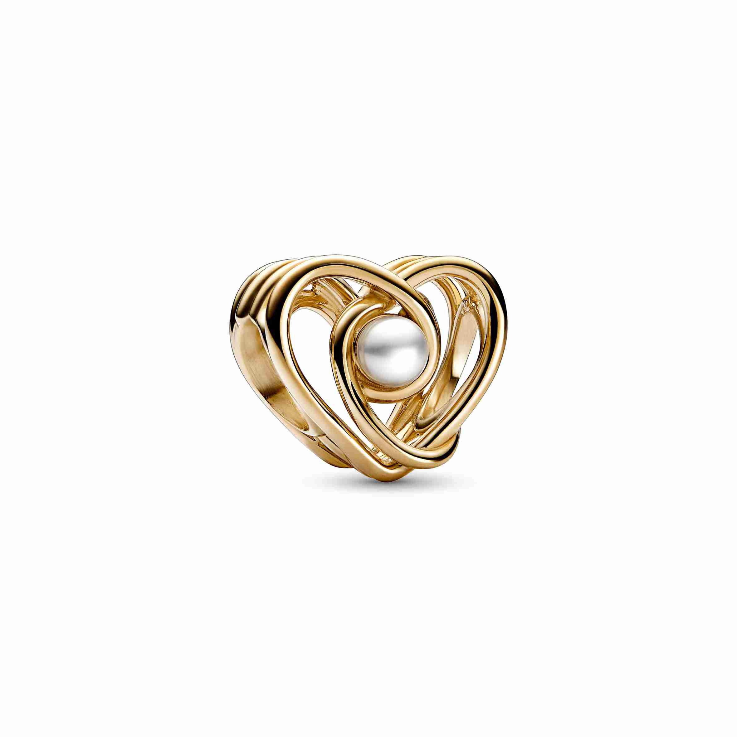 Pandora Openwork Swirling Heart & Freshwater Cultured Pearl Charm