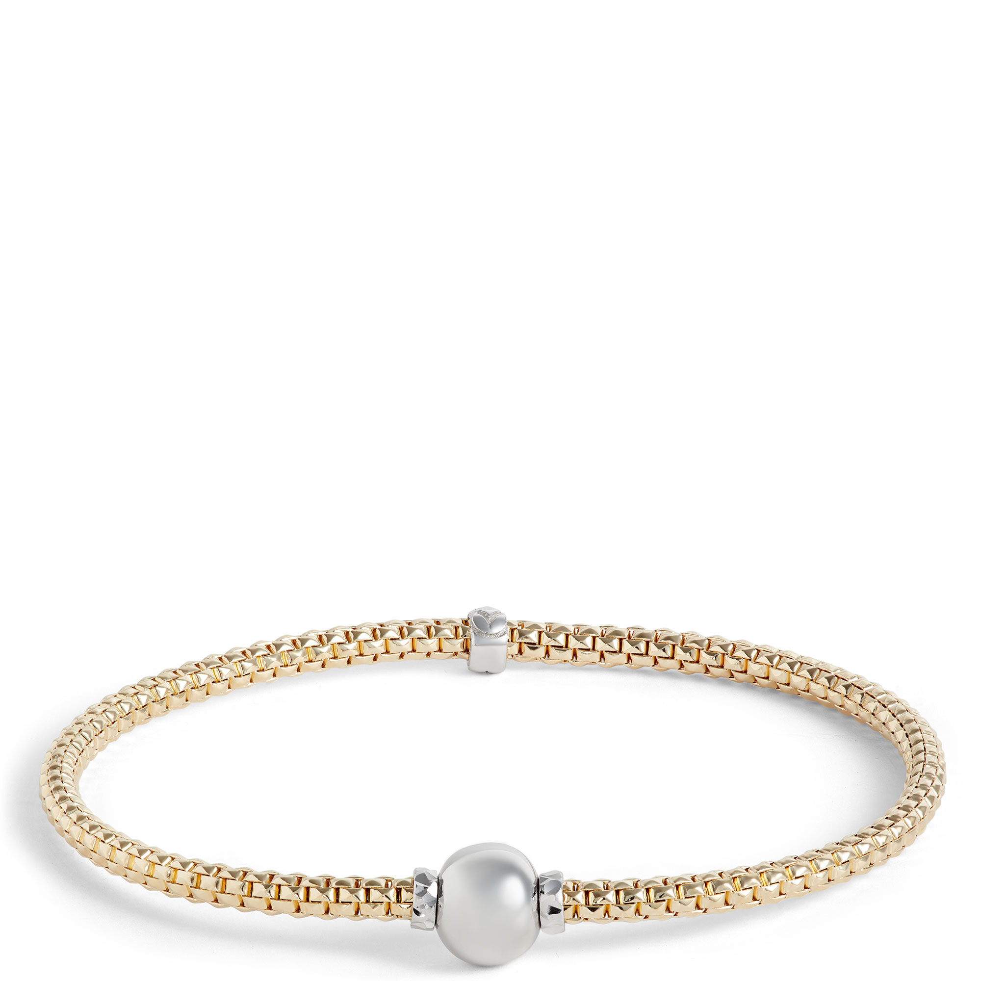 Toscano Stretchy Two-Tone Popcorn Link Bracelet, 14K Yellow Gold