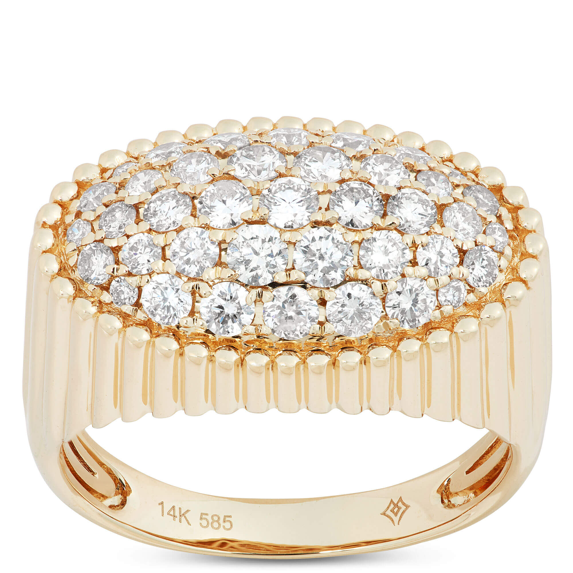 Oval Shaped Pave Diamond Ring, 14K Yellow Gold