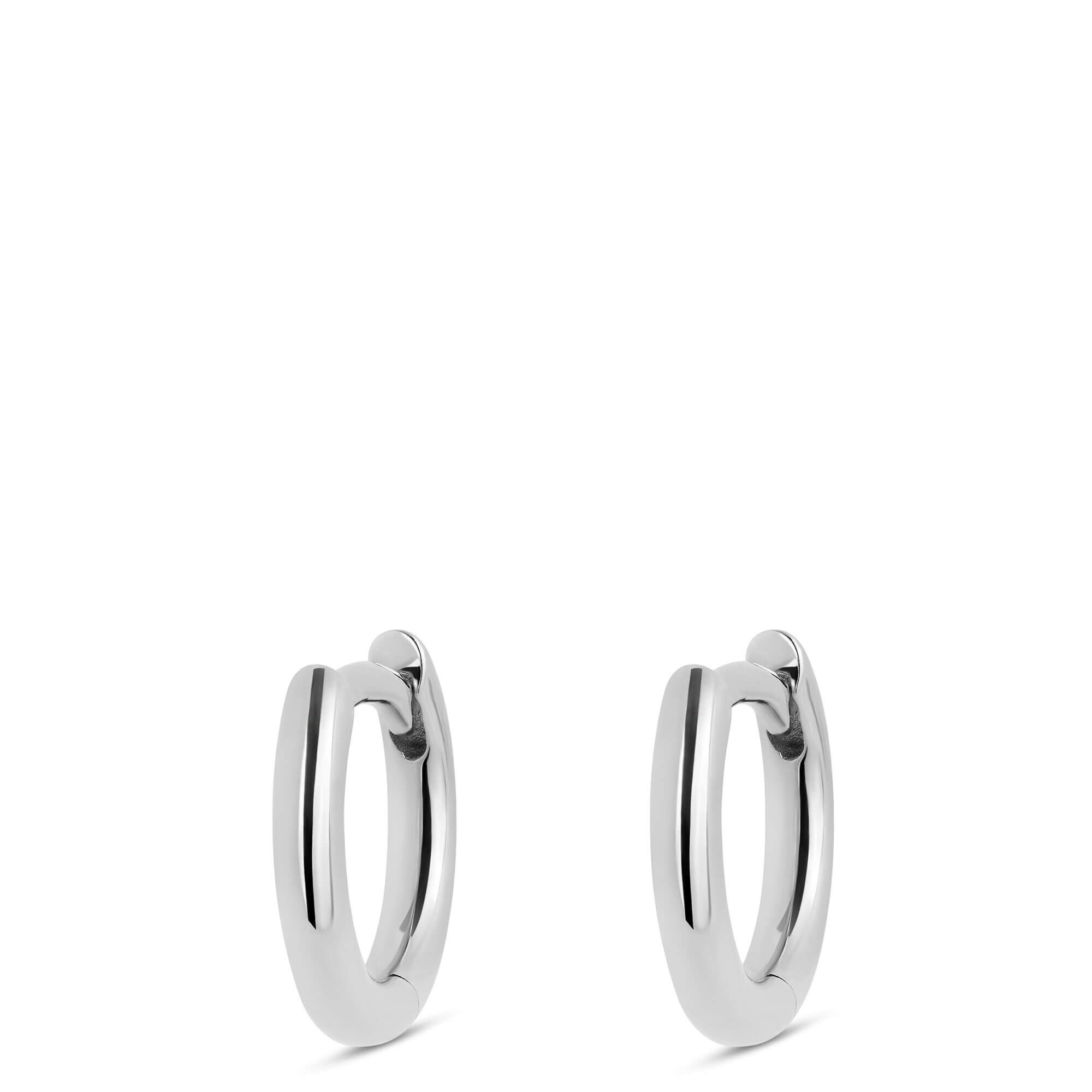 10MM Tiny Hoop Earrings, 14K White Gold