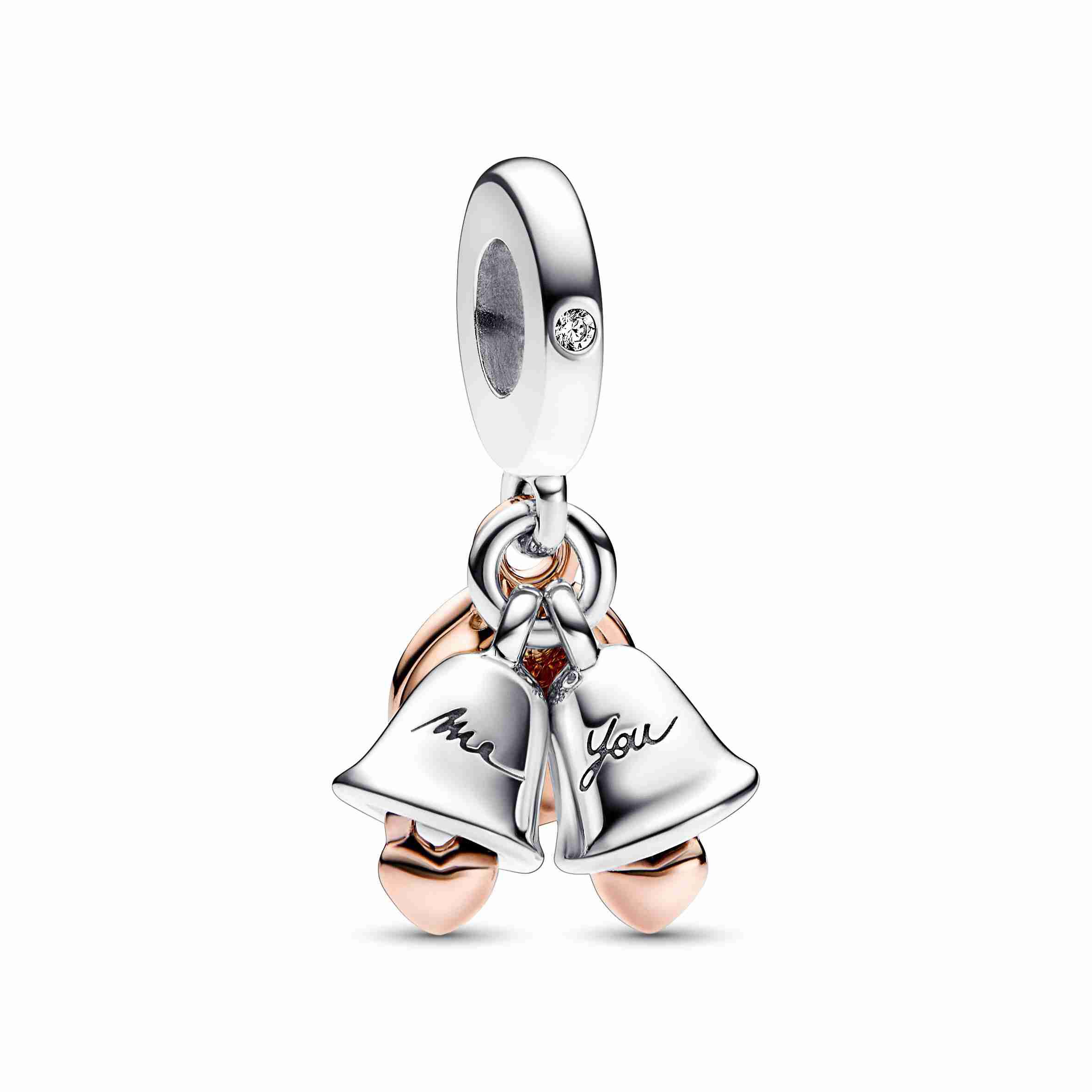Pandora Two-tone Wedding Bells Double Dangle Charm