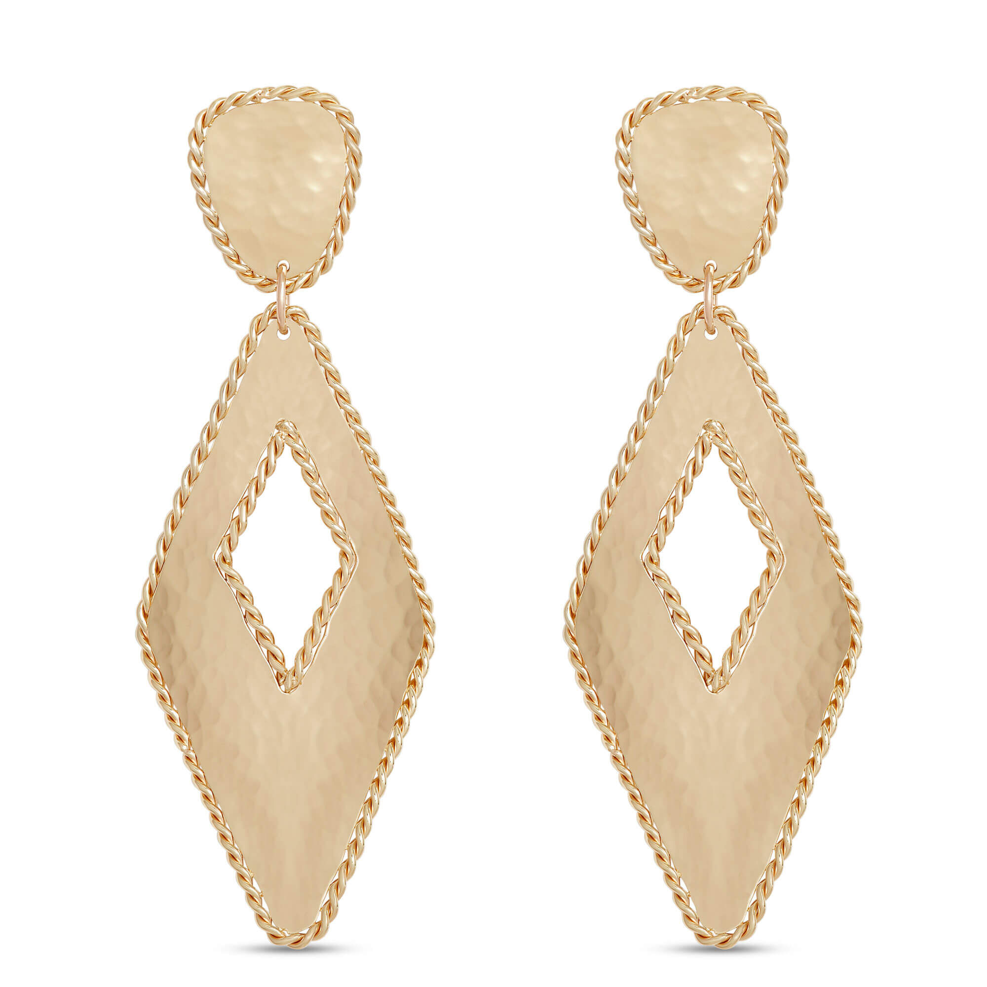 Toscano Triangle Drop Earrings, 14K Yellow Gold