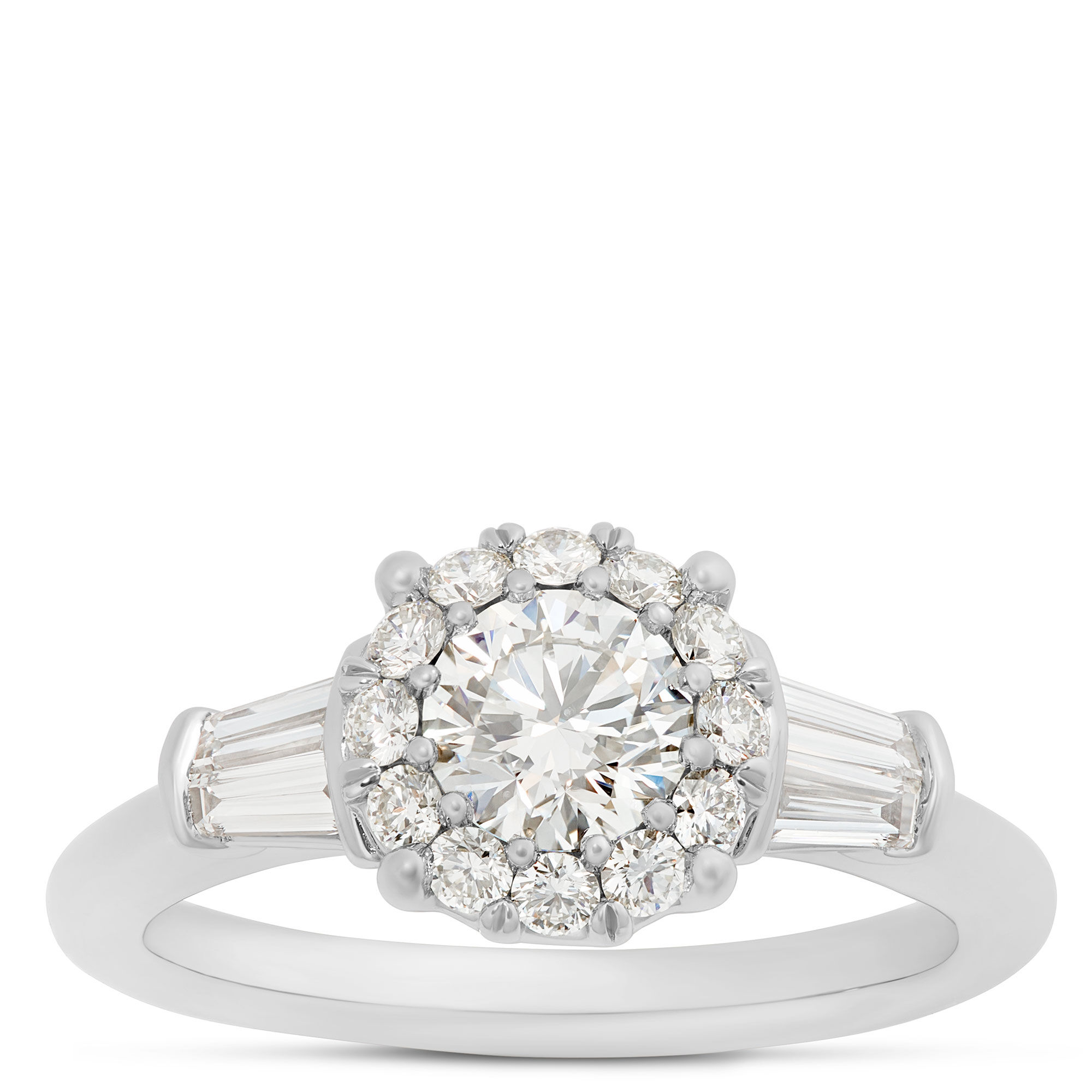 Diamond Halo Engagement Ring, Platinum