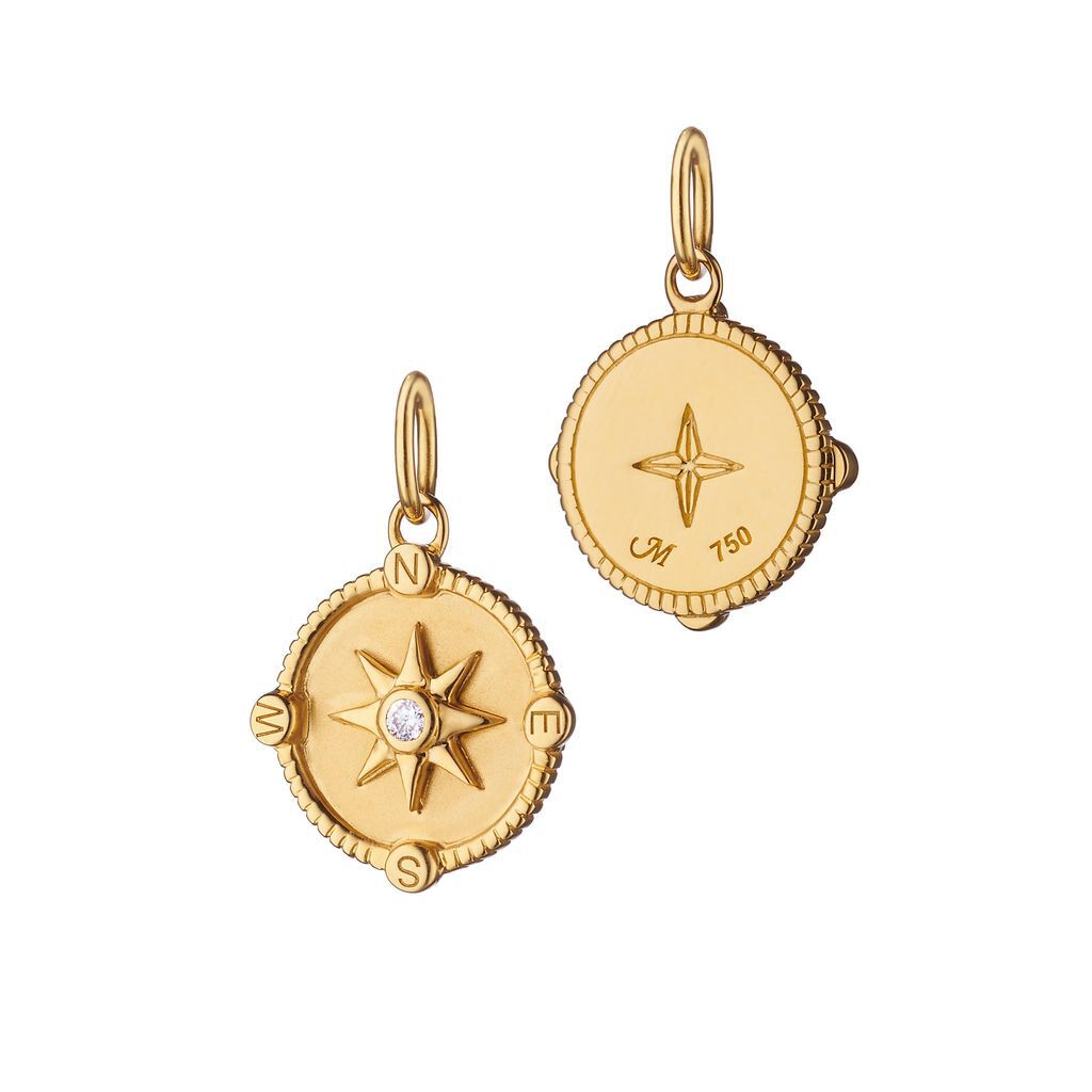 Monica Rich Kosann Mini "Adventure" Compass Charm 18K Yellow with Diamond