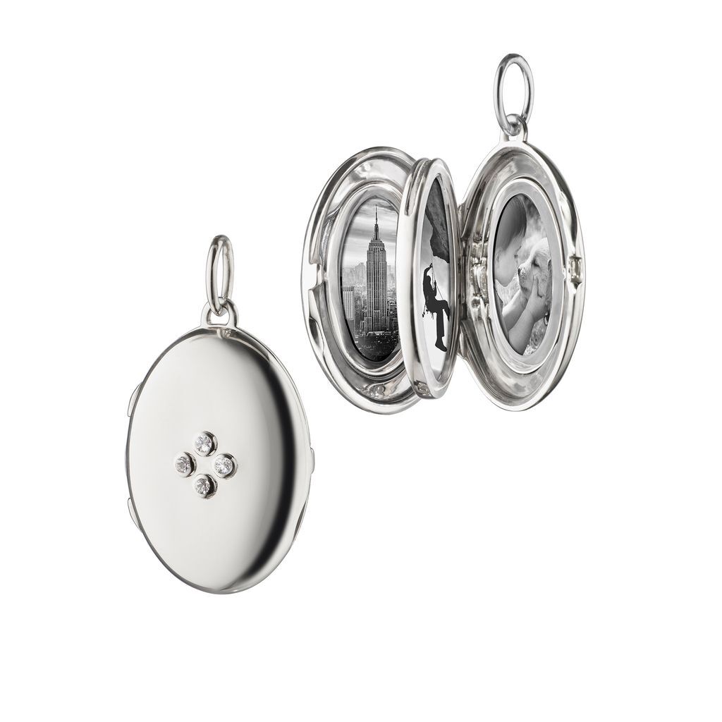 Monica Rich Kosann The Four Image "Midi" Locket Charm with Sapphires, Sterling Silver