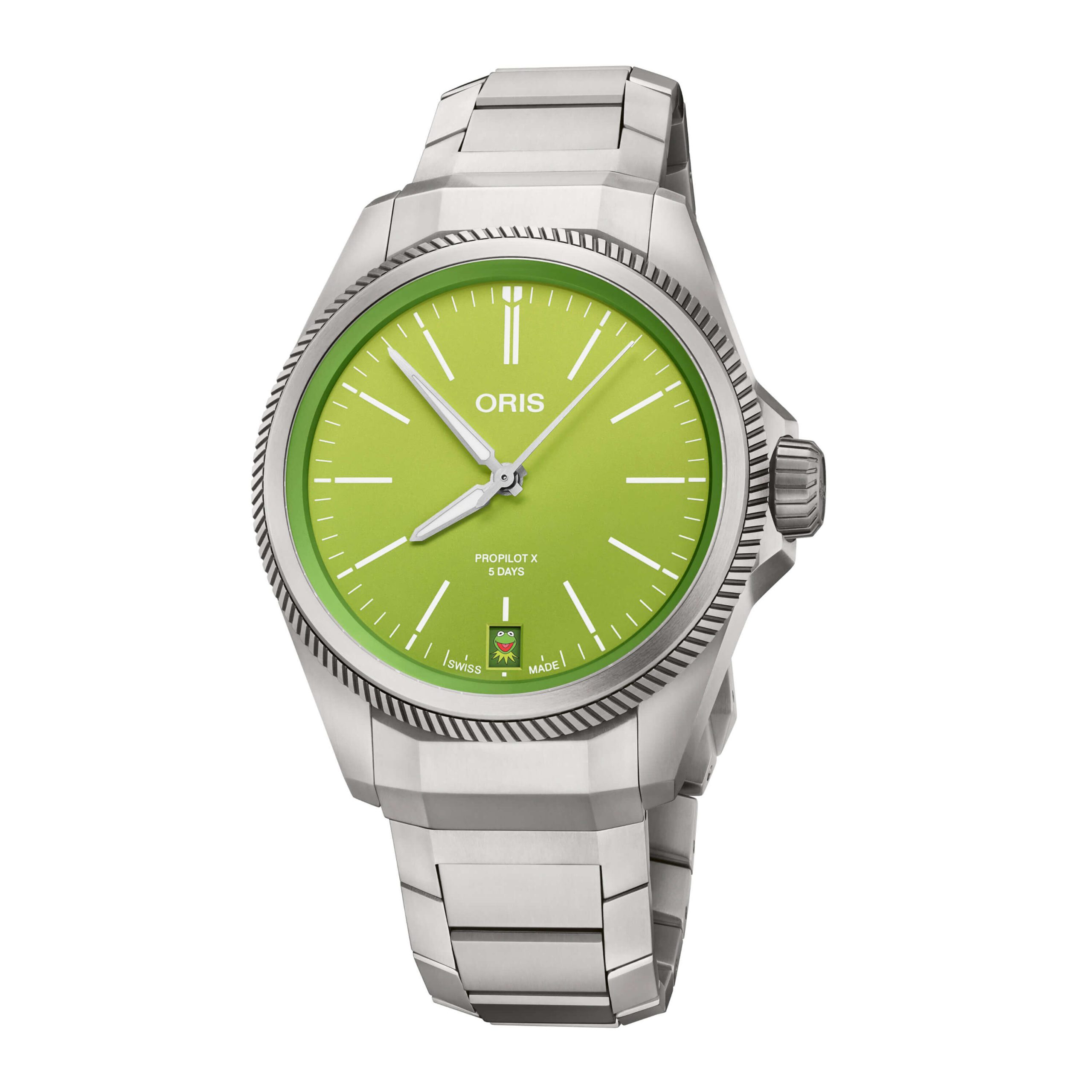 Oris PROPILOT X Kermit Edition Watch Steel Case Green Dial, 39mm