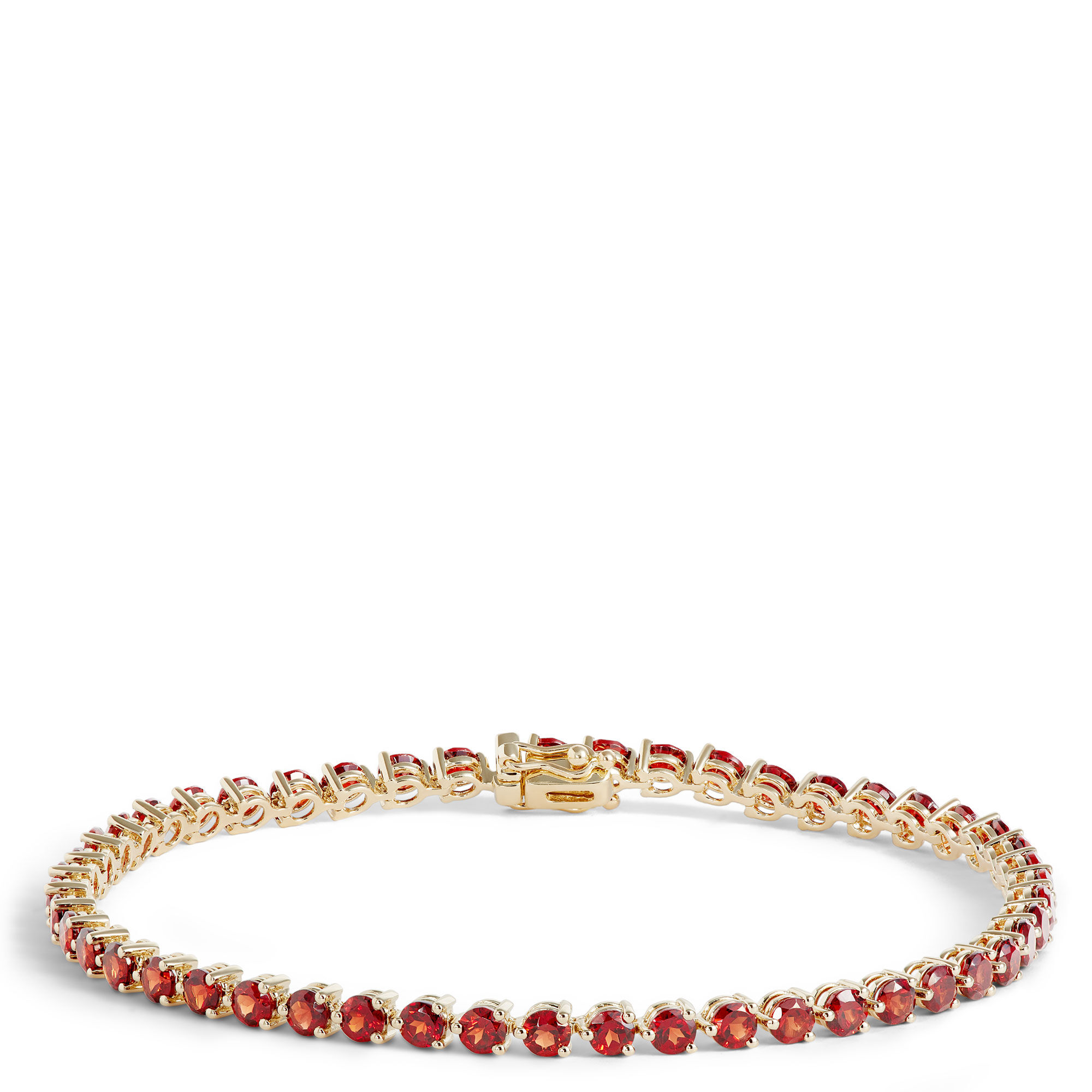 Round Garnet Gemstone Bracelet, 14K Yellow Gold