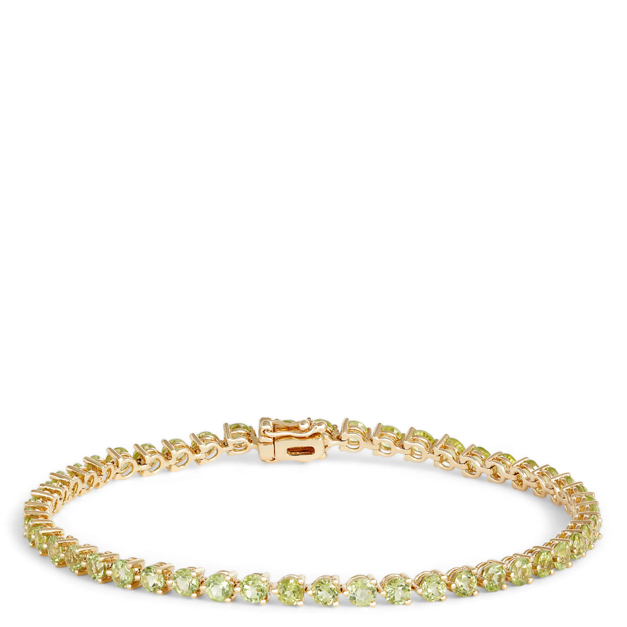 Round Peridot Bracelet, 14K Yellow Gold