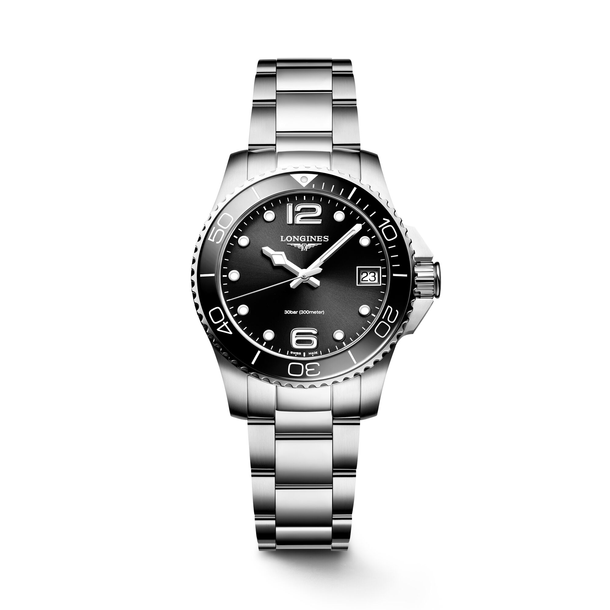 Longines Hydroconquest Sunray Black Dial Watch, 32mm