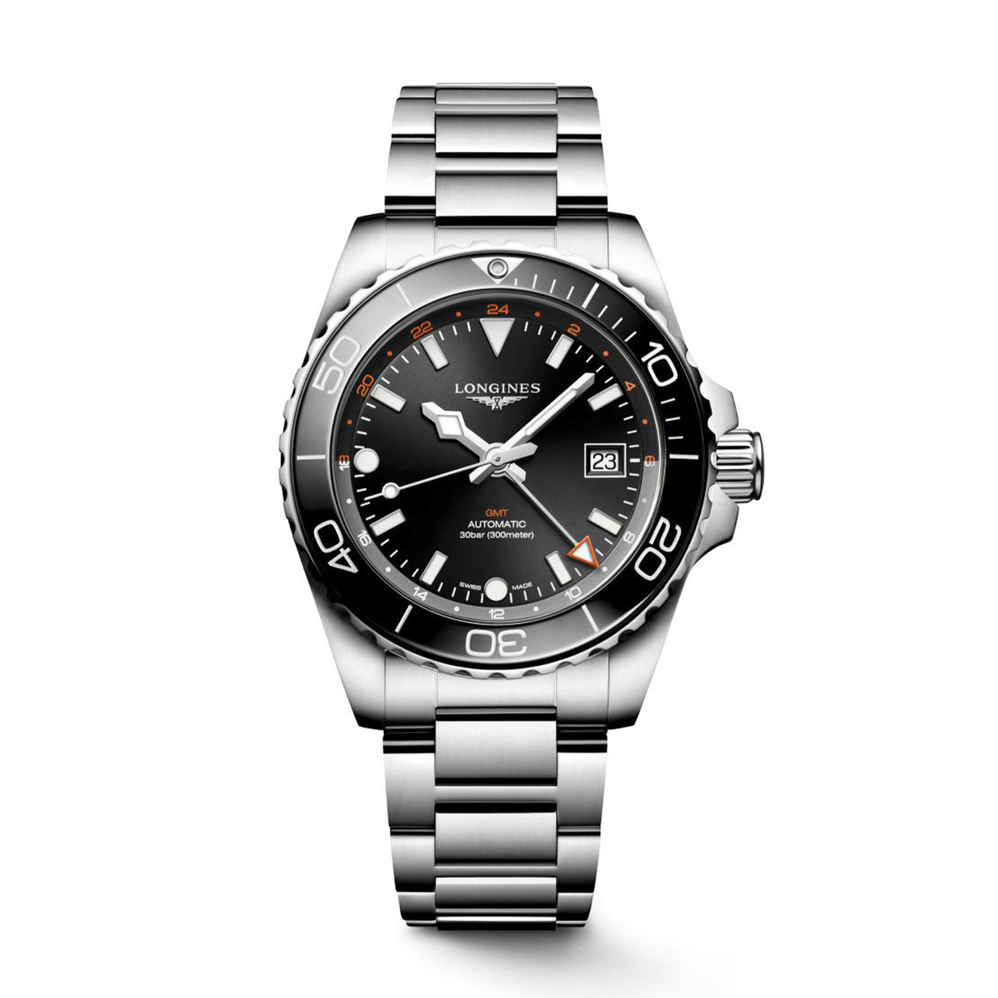 Longines HydroConquest GMT Watch Sunray Black Dial, 41mm