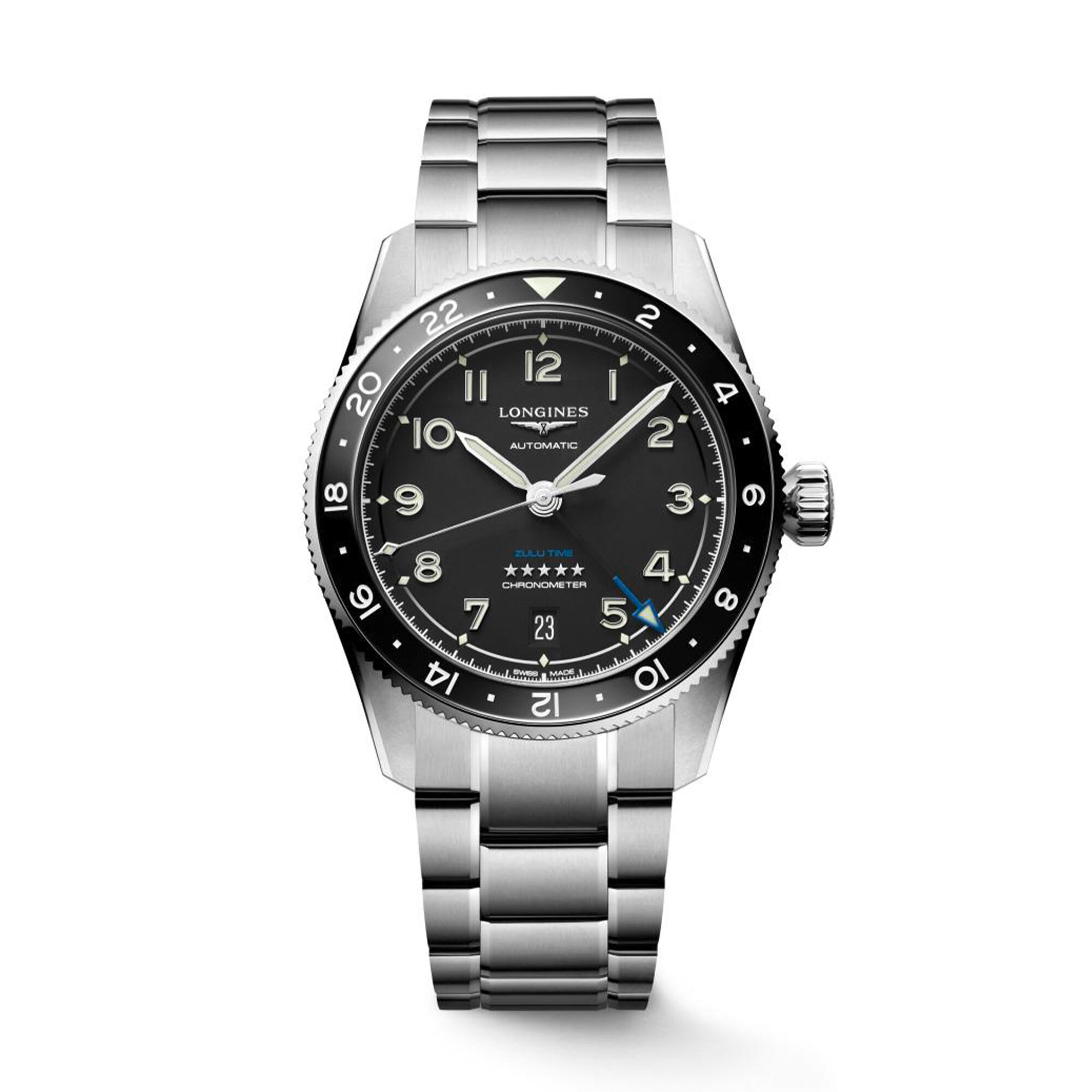 Longines Spirit Zulu Black Matte Watch Dial, 39 mm