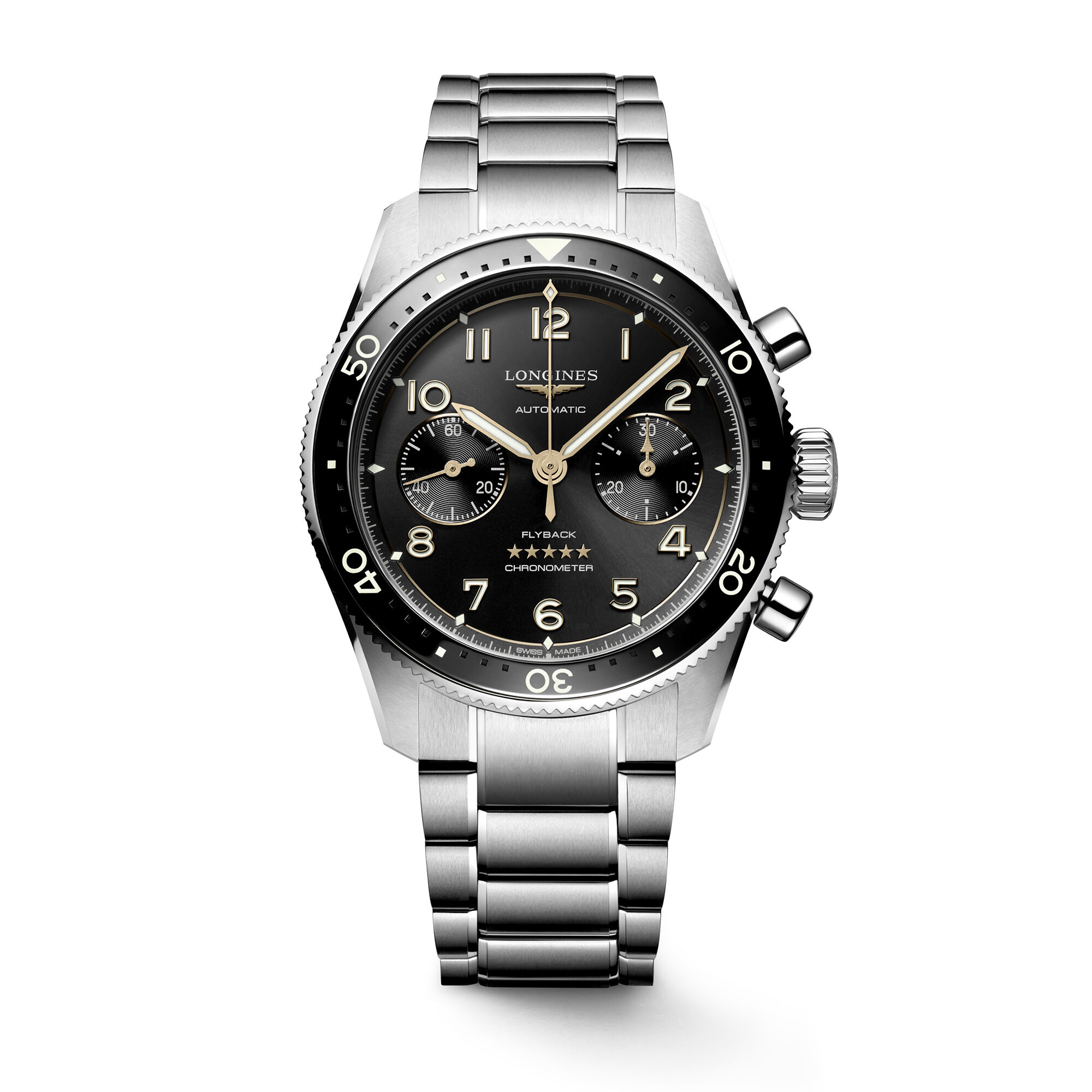 Longines Spirit Flyback Black Dial Watch, 42mm