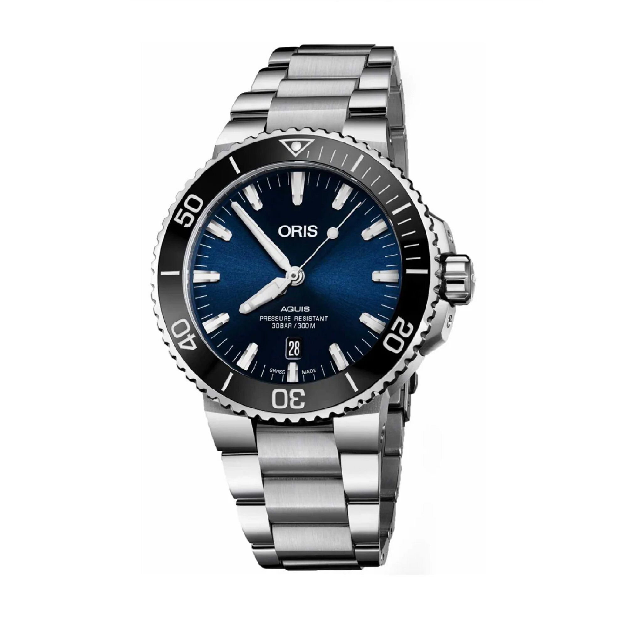Oris Aquis Date Watch Blue Dial Steel Bracelet, 43.5mm