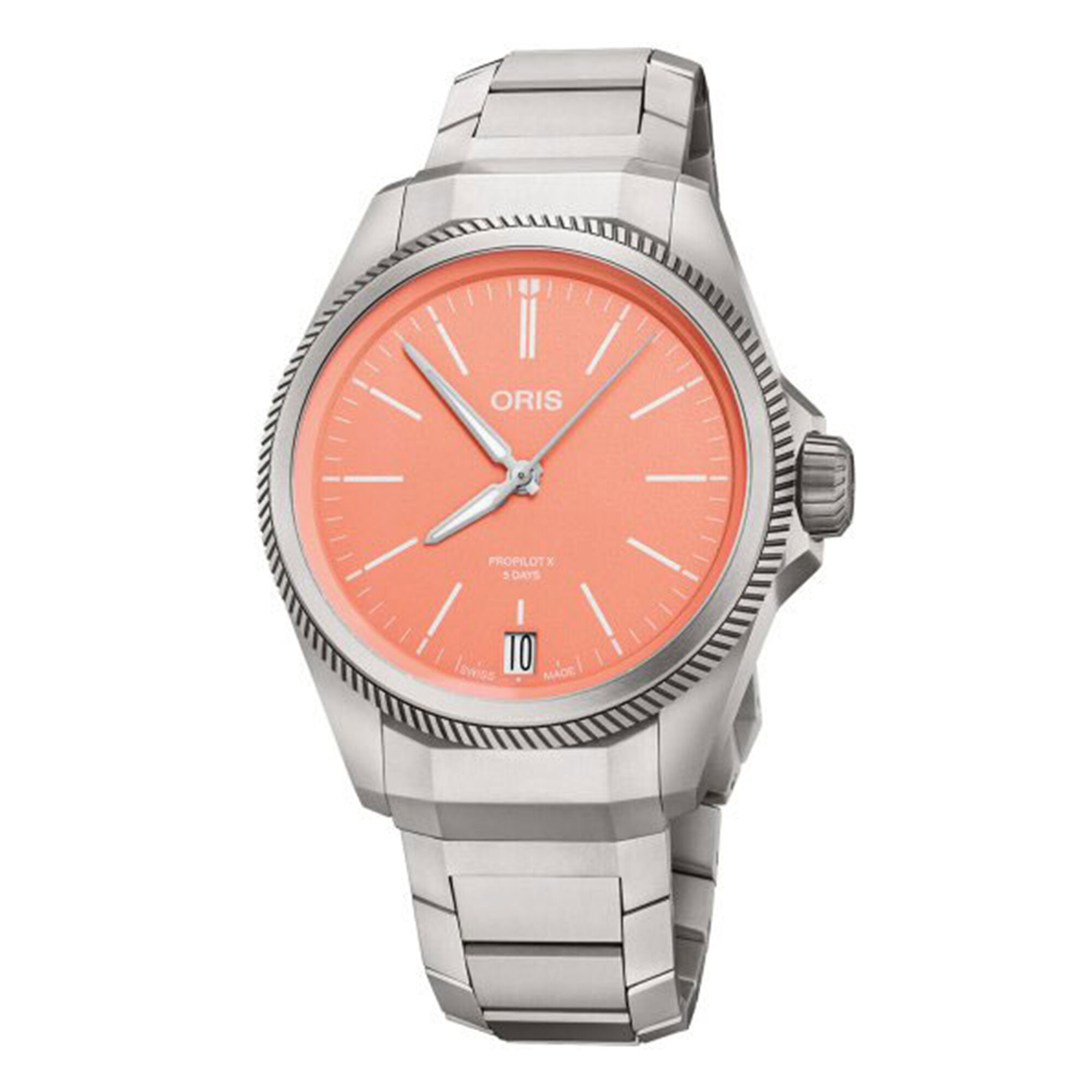 Oris ProPilot X Calibre 400 Watch Titanium Case Salmon Dial Titanium Bracelet, 39mm