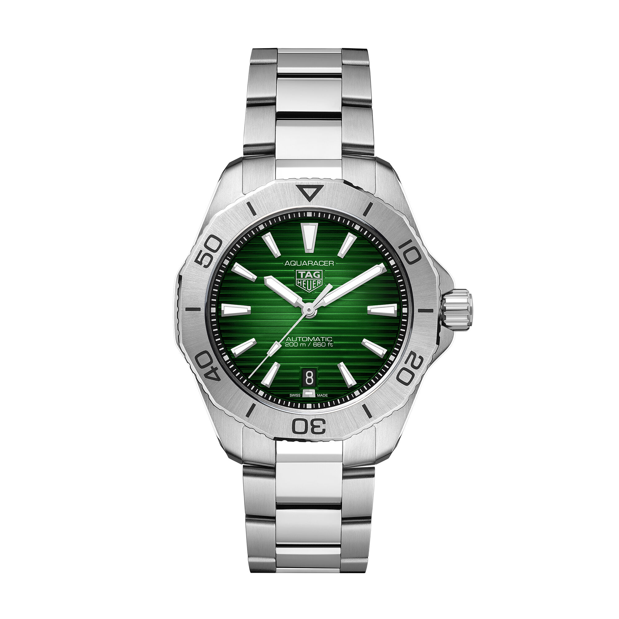 TAG Heuer Aquaracer Professional 200 Watch Green Dial Steel Bracelet, 40mm
