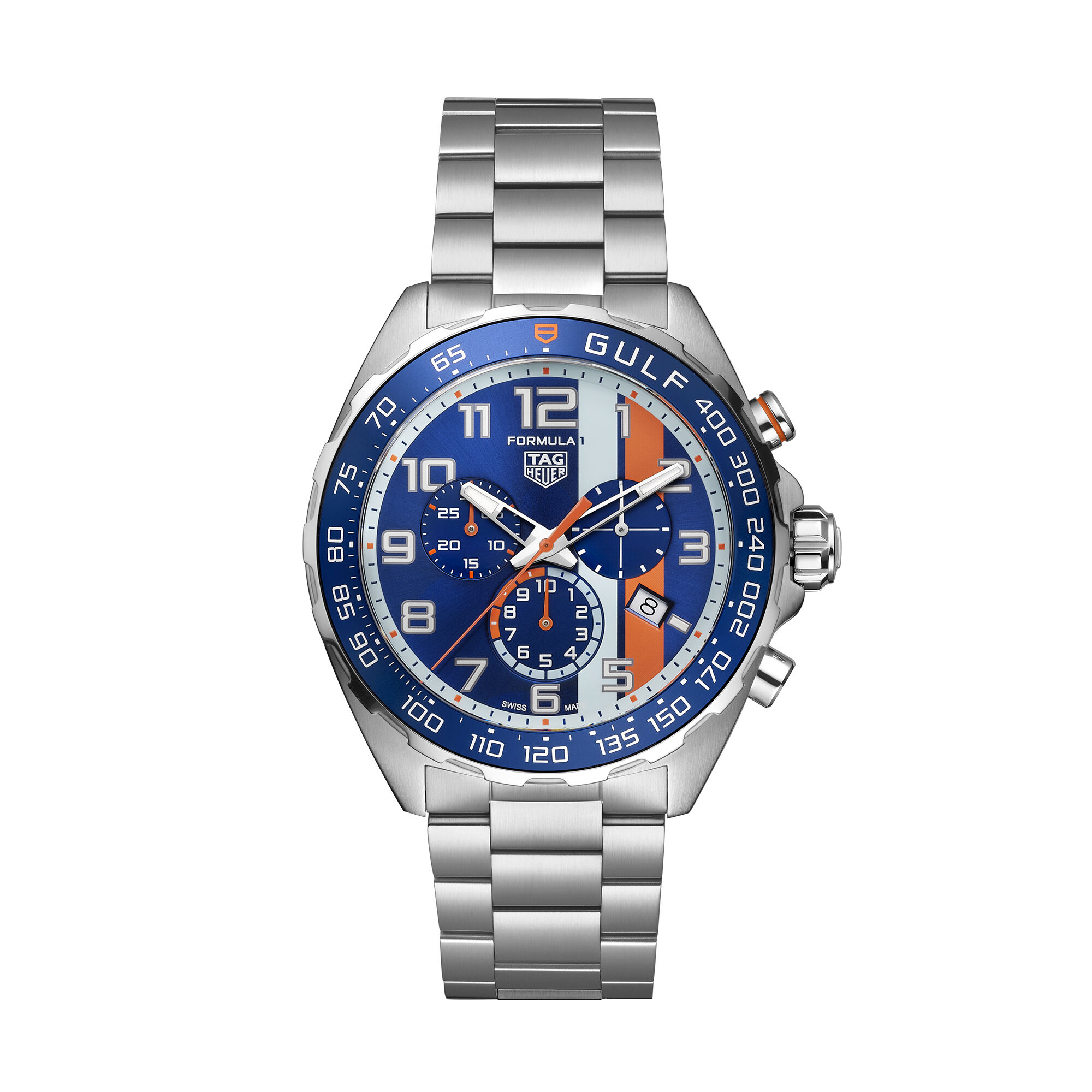 TAG Heuer Formula 1 X Gulf Watch Steel Case Blue Multi-Colored Dial, 43mm