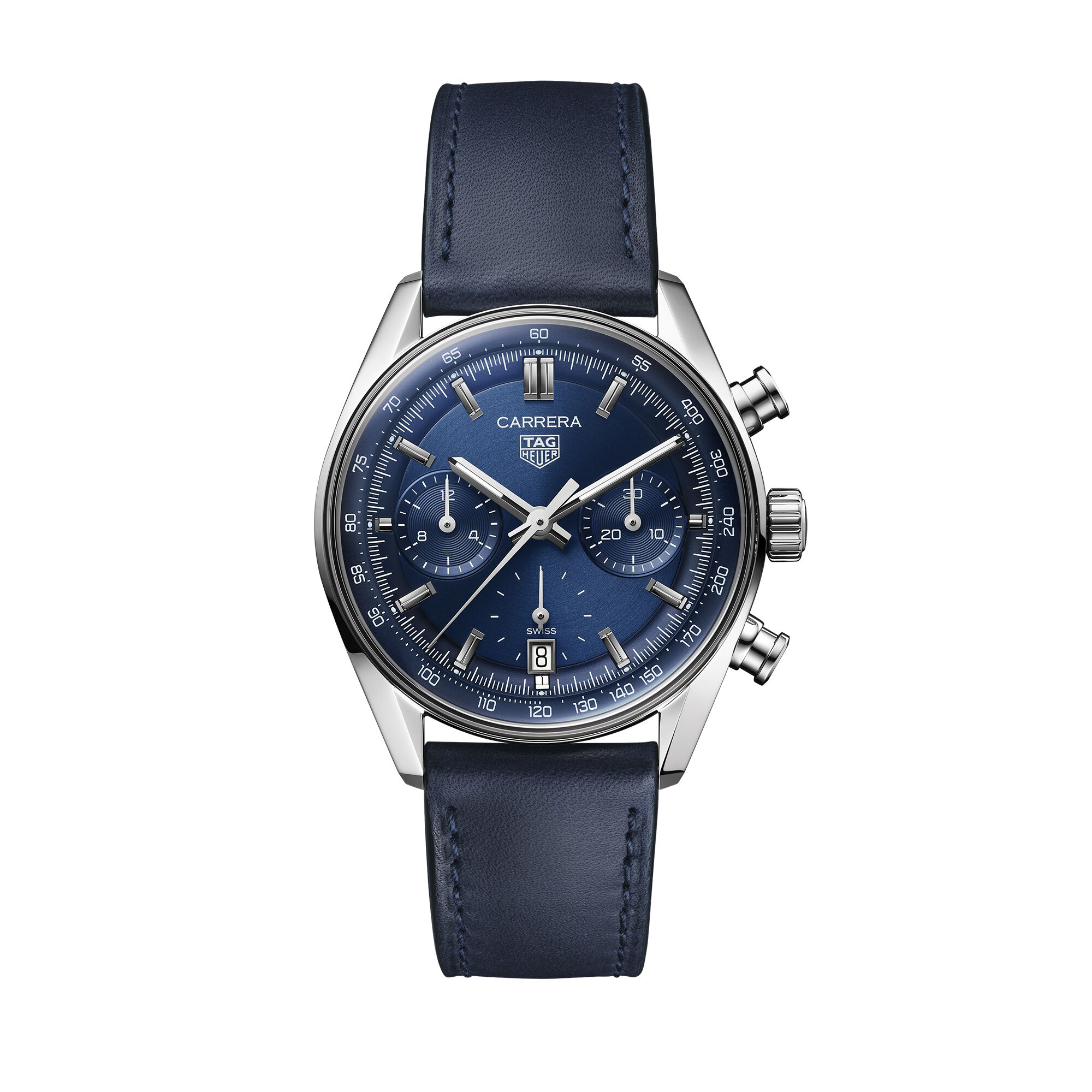 TAG Heuer Carrera Chronograph Watch Steel Case Blue Dial, 39mm