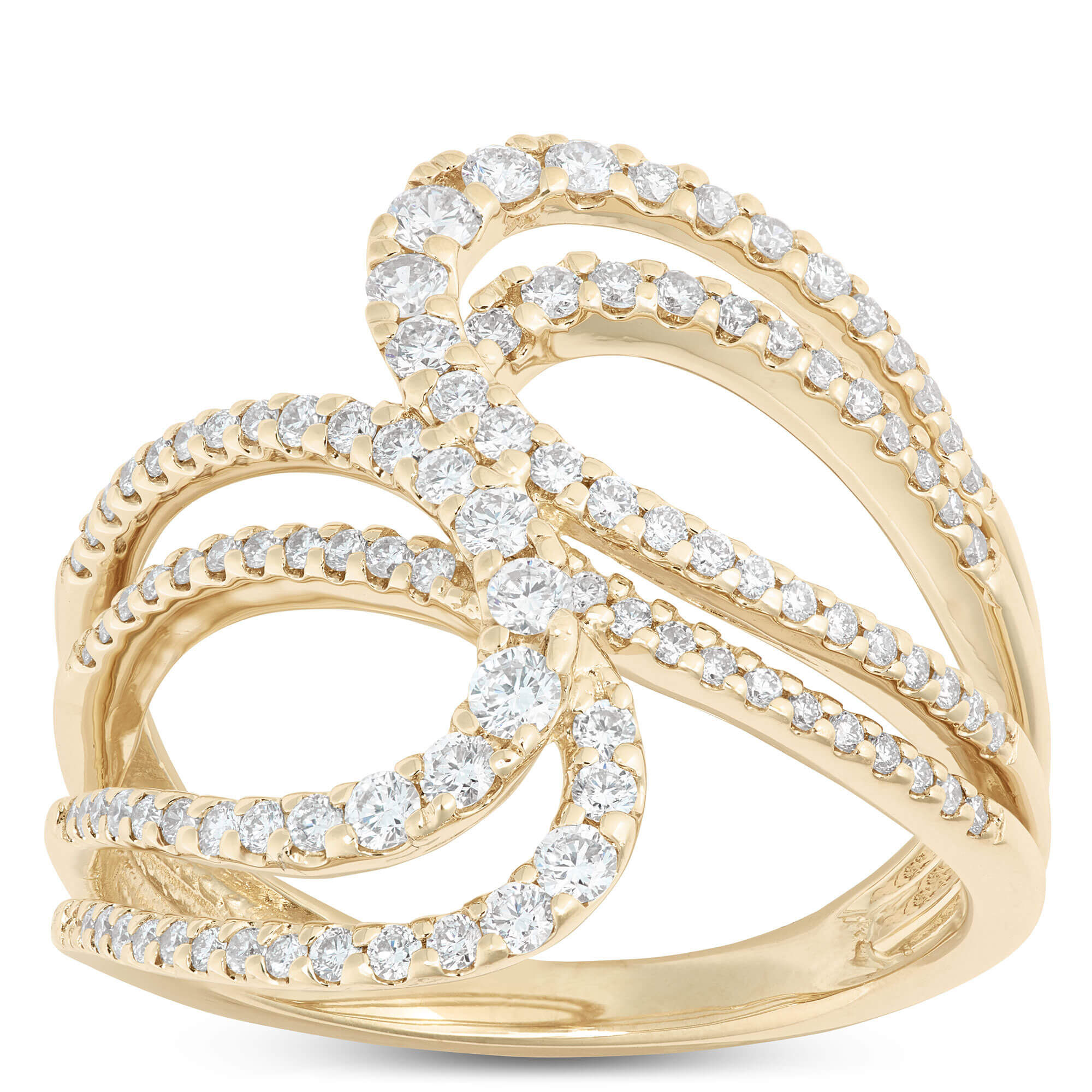 Double Bypass Diamond Ring, 14K Yellow Gold